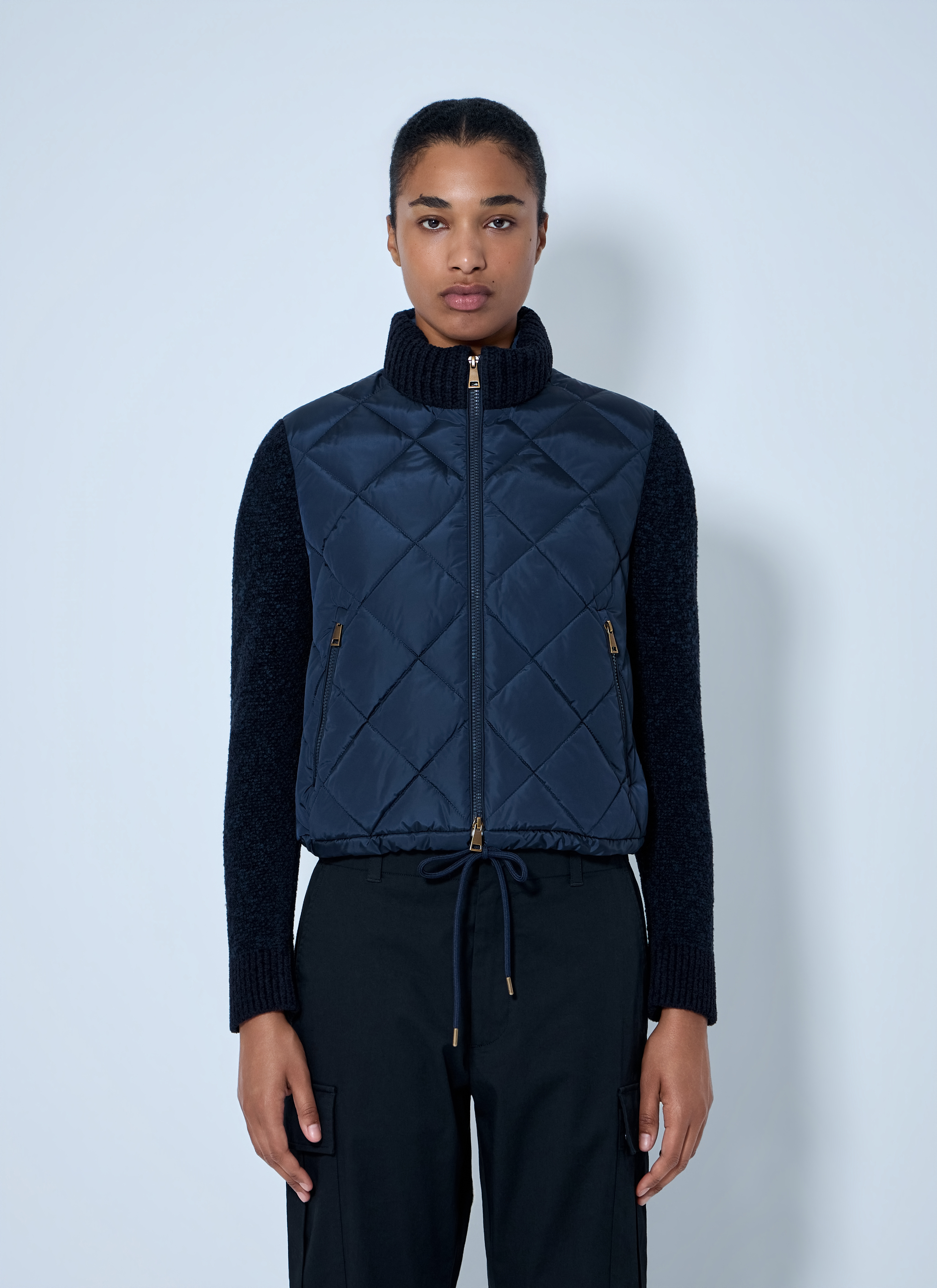 Moncler Women's Navy Diamond Quilted Jacket - Woman Jackets M