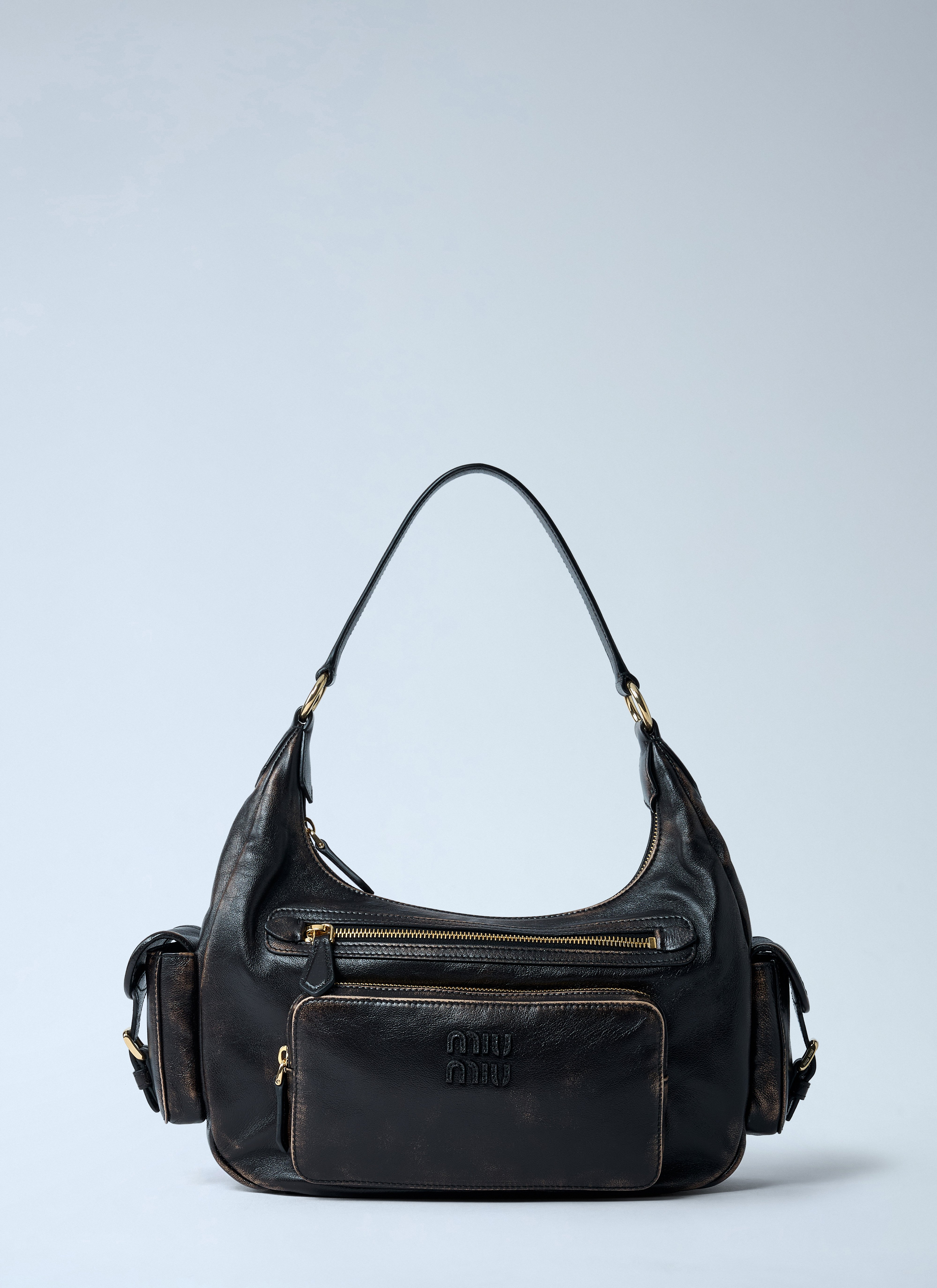 Miu Miu Women's Brown Pocket Leather Shoulder Bag - Woman Shoulder Bags One Size