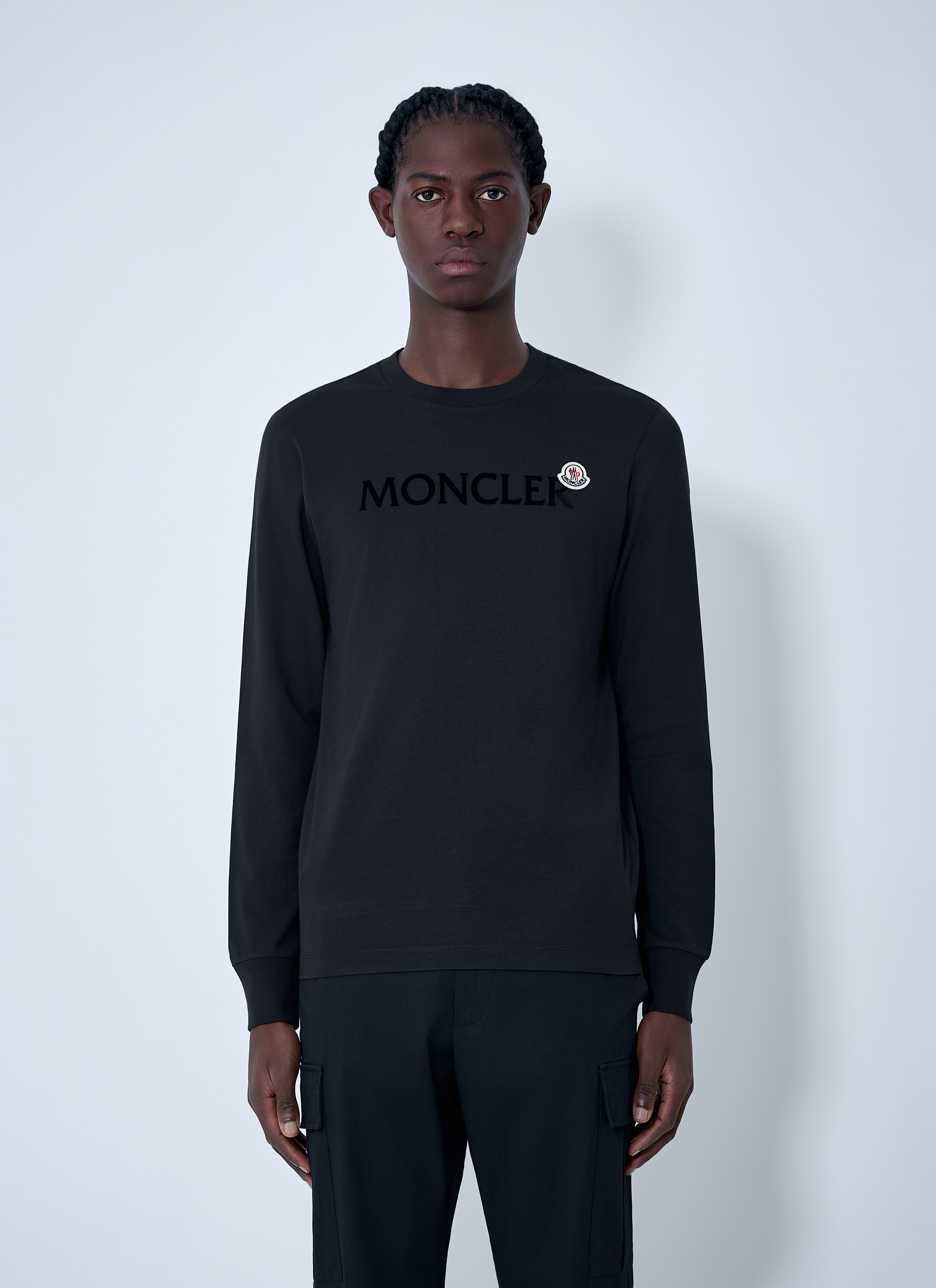 Moncler Men's Black Logo Motif Sweatshirt - Man Sweatshirts Xl