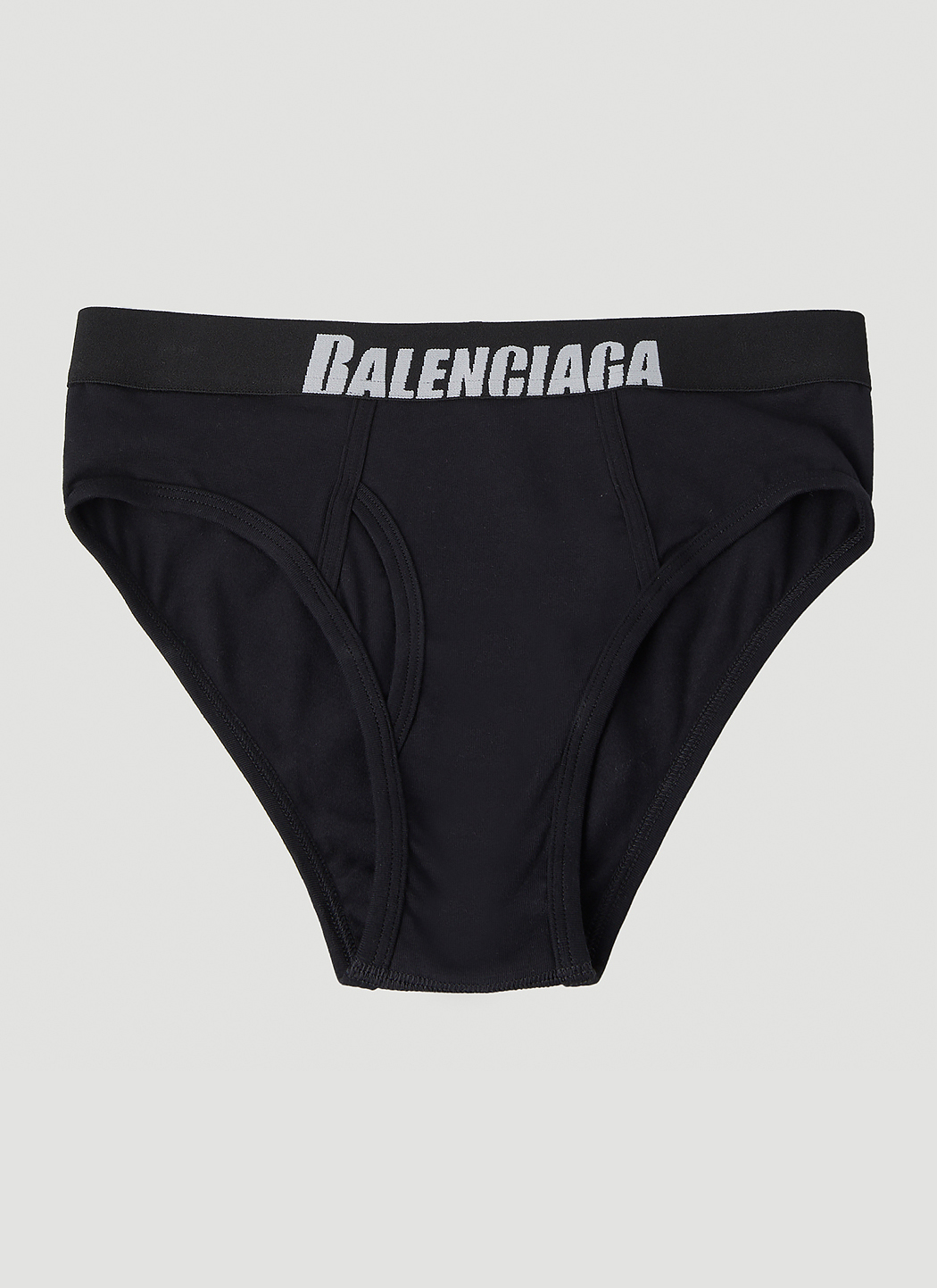 Balenciaga Men's Logo Waistband Slip Briefs in Black