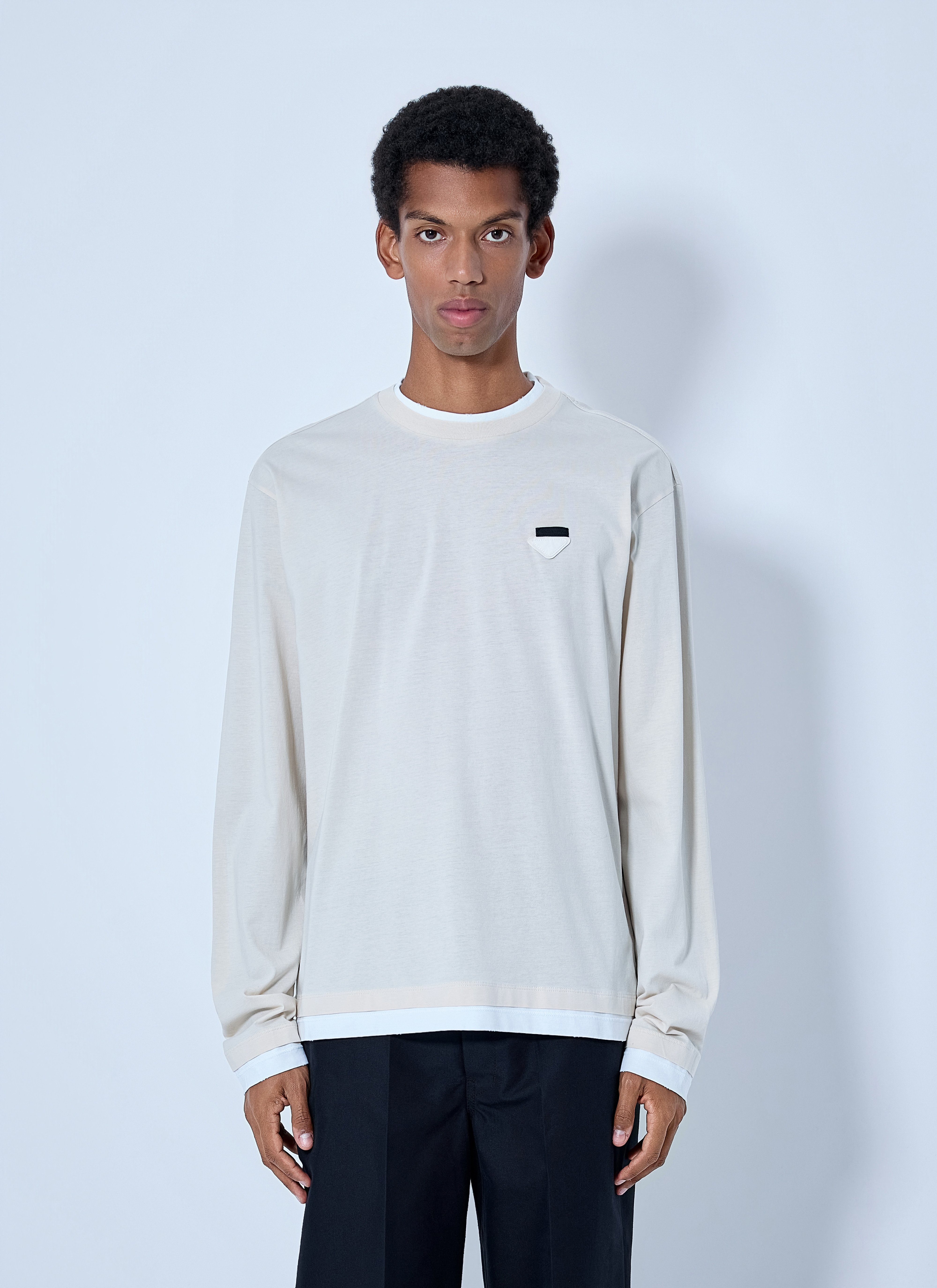 Prada Prada Long- Sleeve Cotton T-Shirt