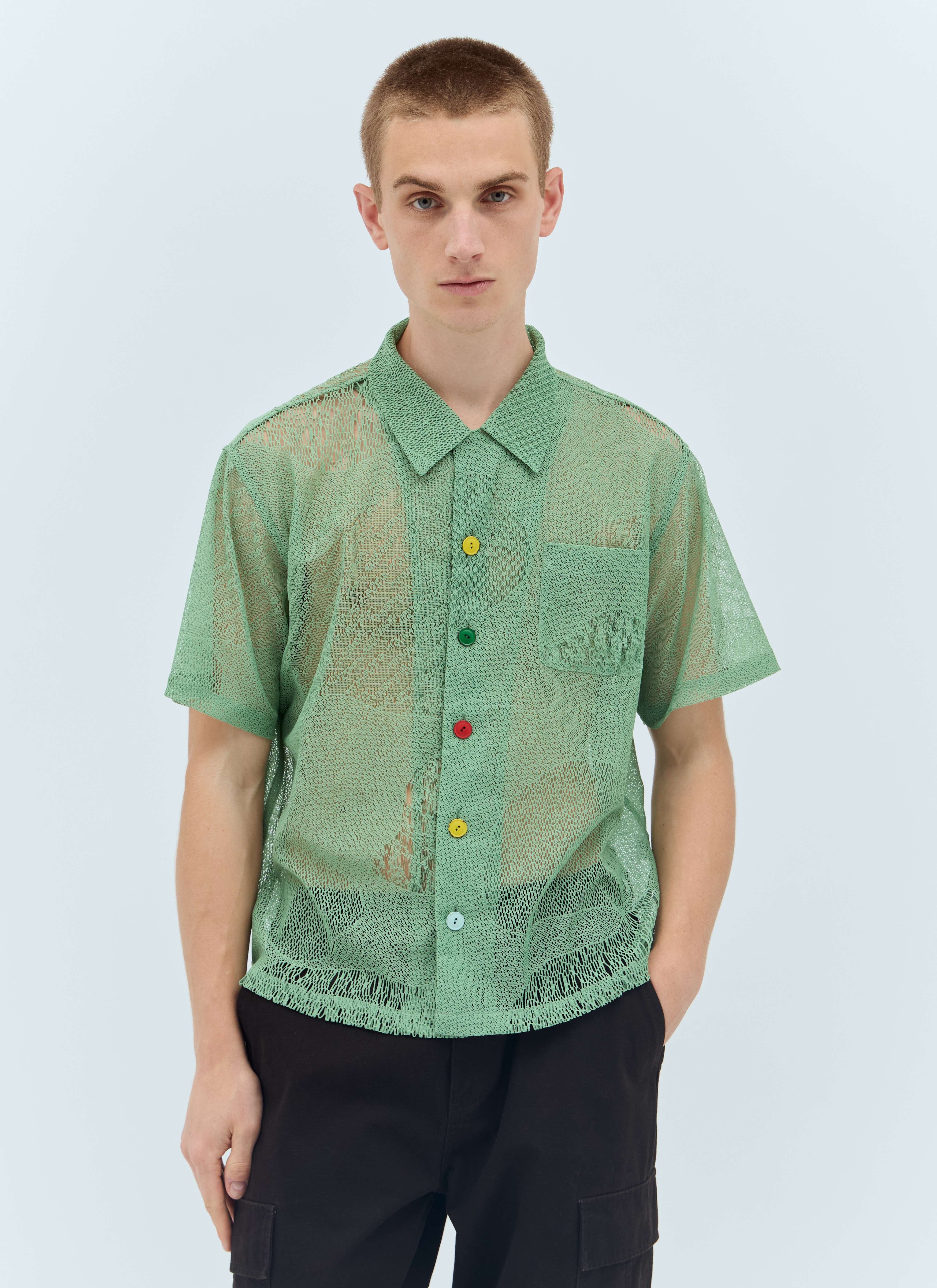 Brain Dead Men's' Engineered Mesh Shirt in Green | LN-CC®