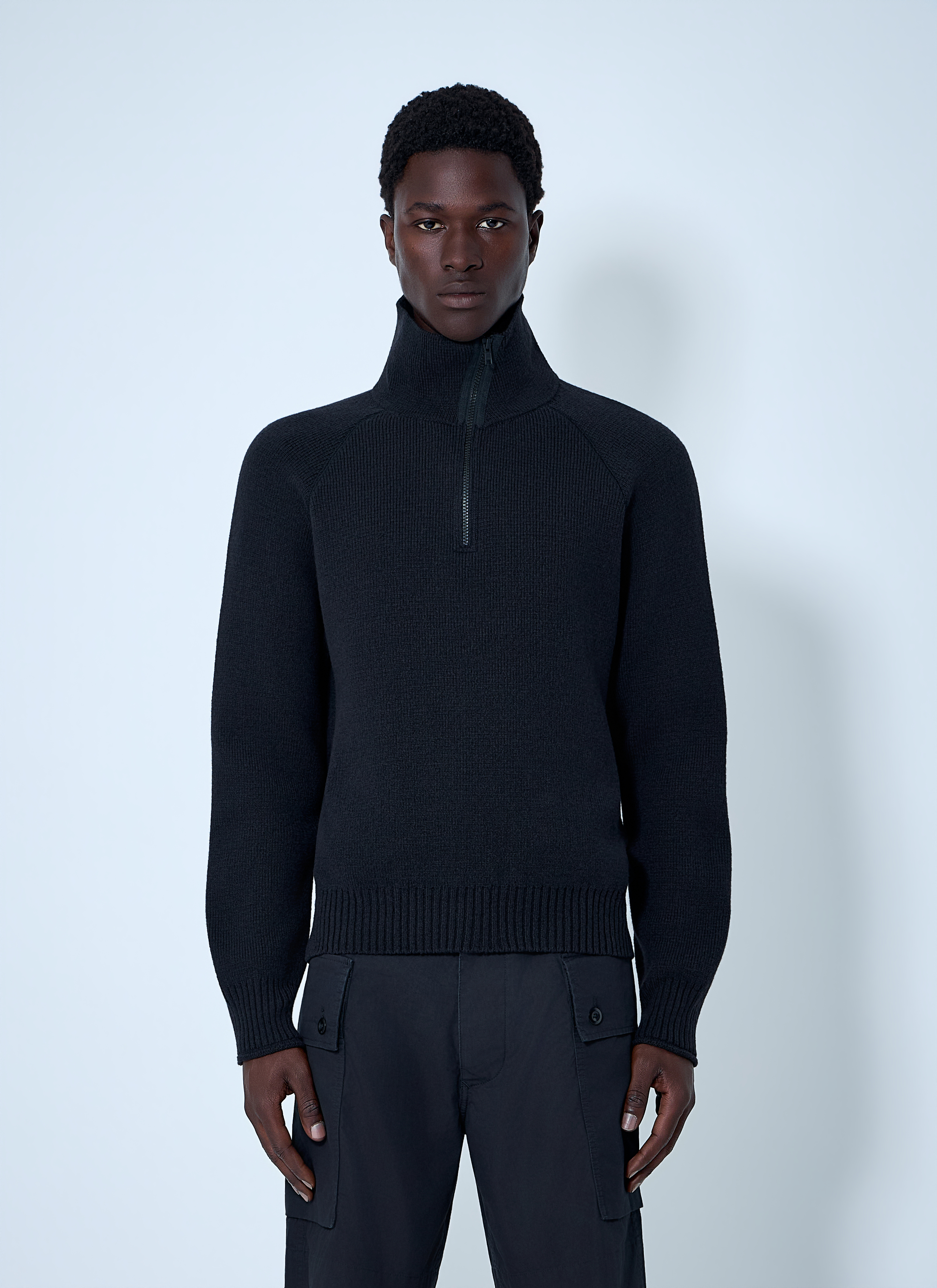 Margaret Howell Margaret Howell High Neck Wool Zip Sweater