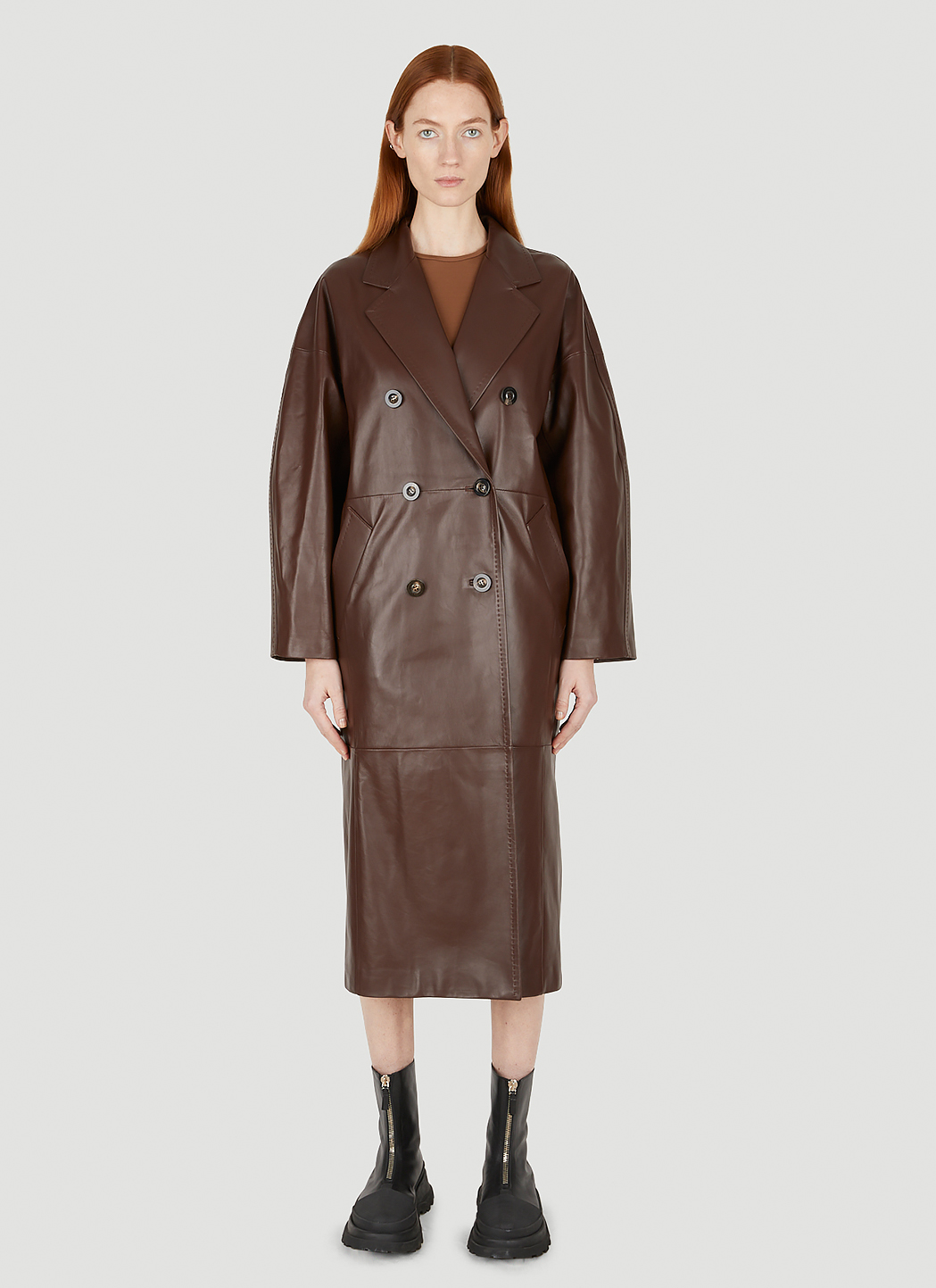 Ussuri Leather Trench Coat