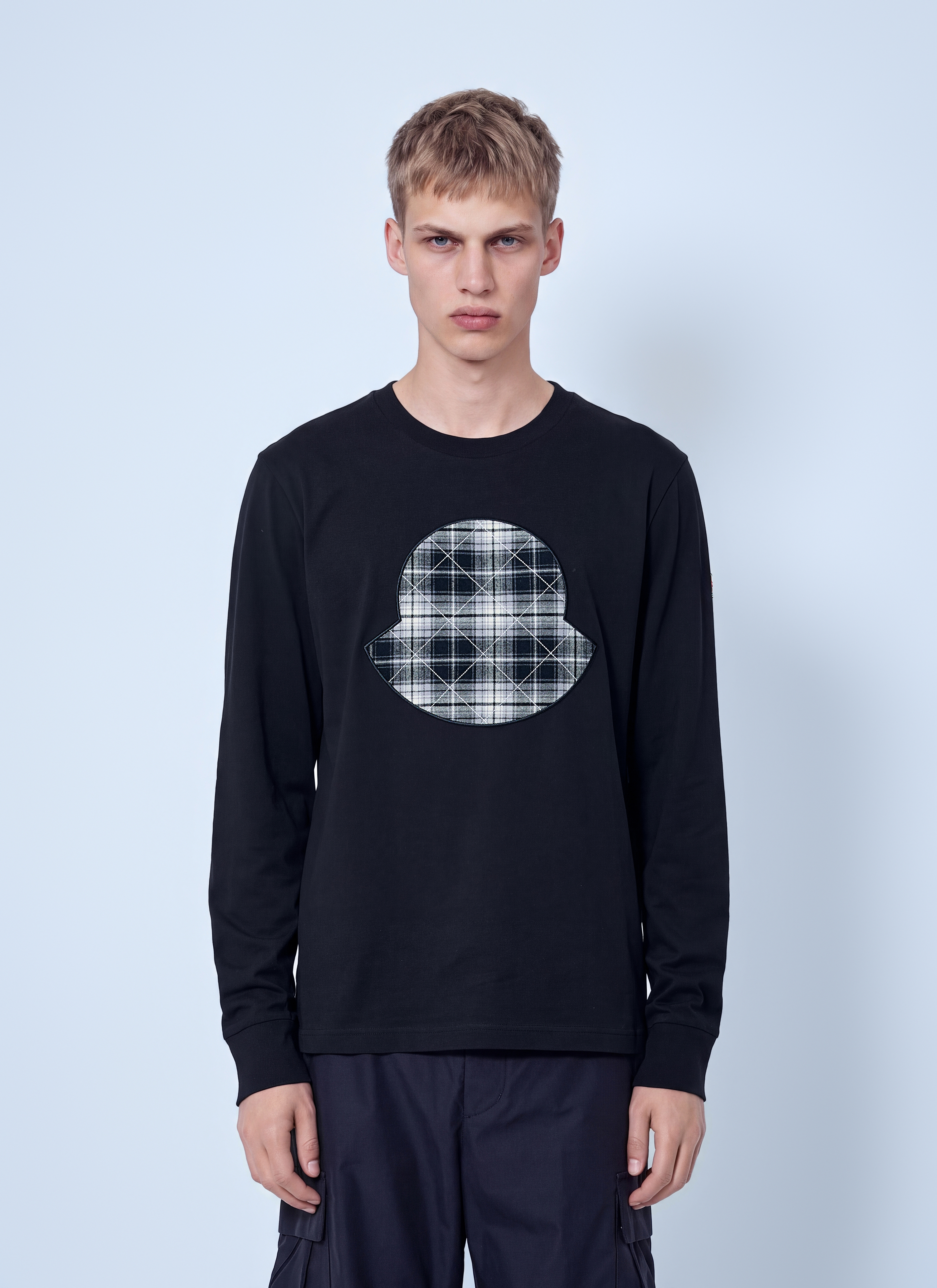 MONCLER Moncler Check Panel Cotton Jersey T-Shirt