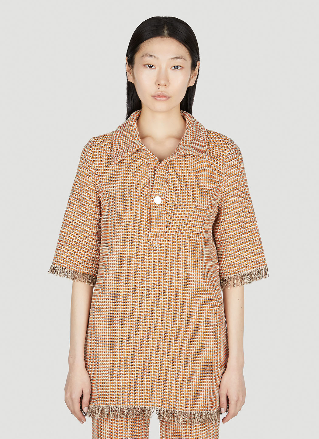 Nuori Crochet Knit Polo Top