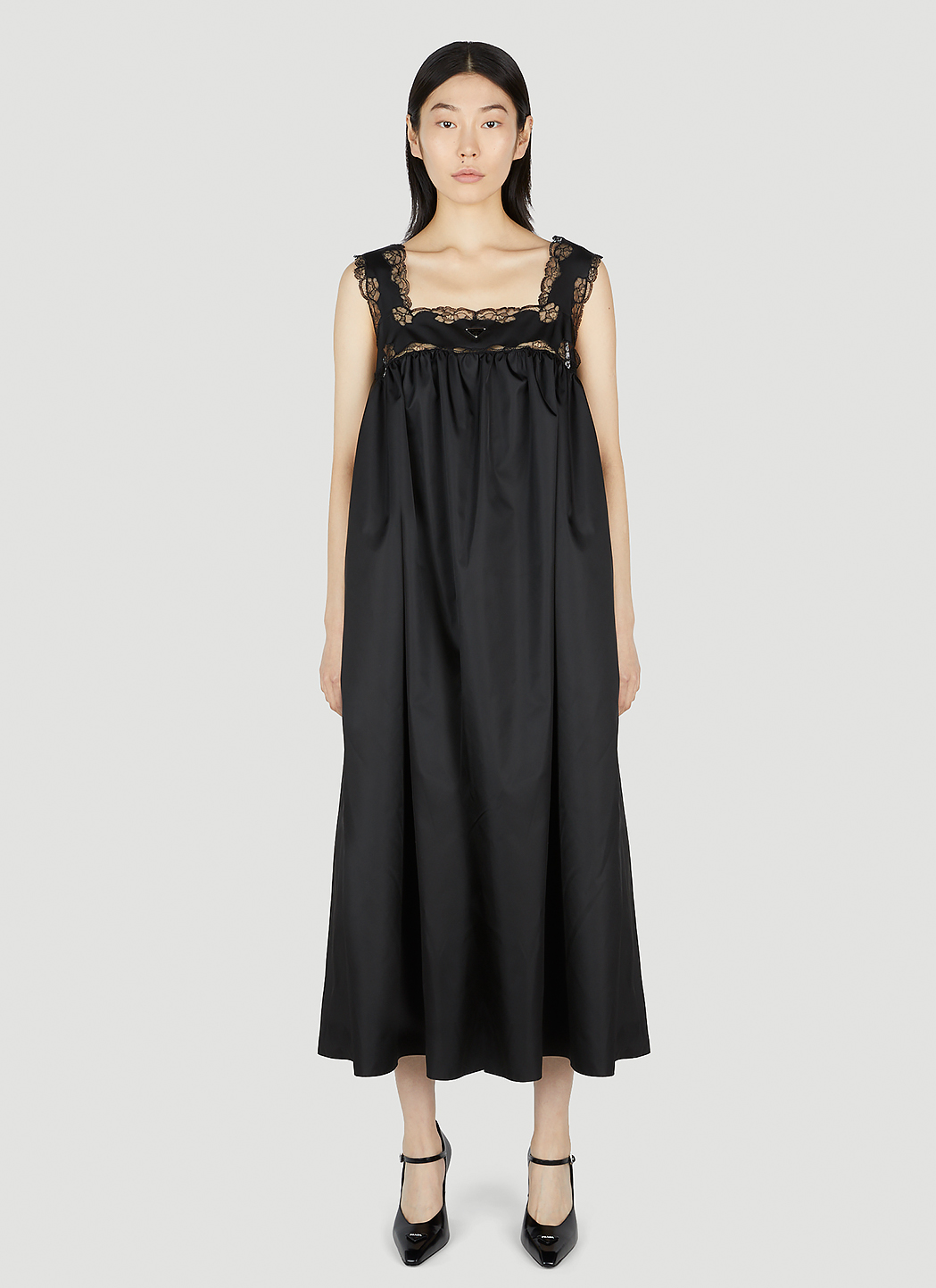 ワンピース PRADA Black Twill Dress Prada Silk Twill Slip Dress in Black | Lyst Canada