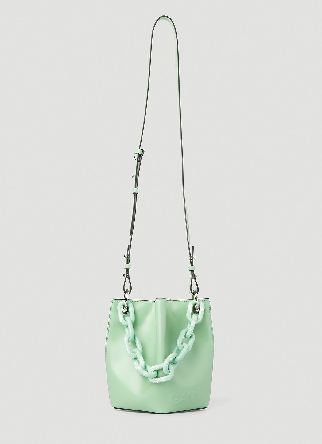 GANNI Diamond Small Bucket Bag in Green | LN-CC