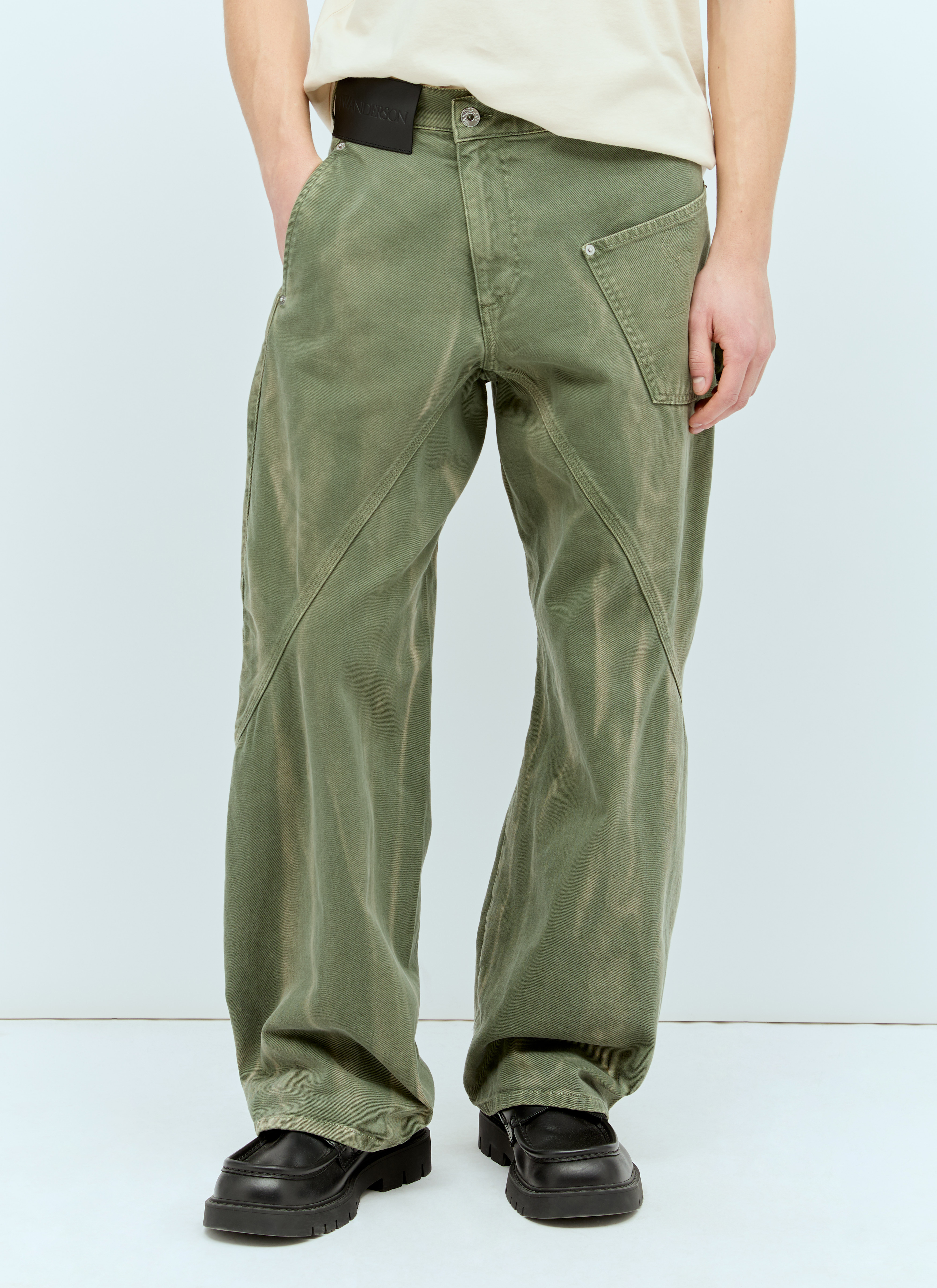 JW Anderson Men's' Twisted Workwear Jeans in Green | LN-CC®