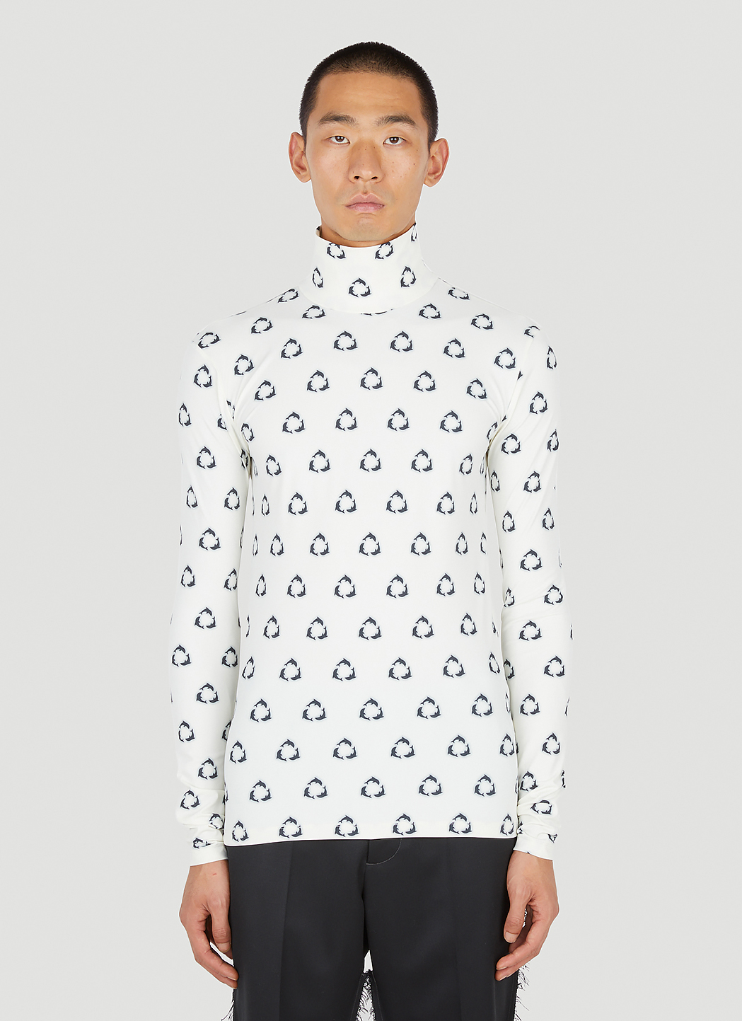 Dolphin Print High Neck Top