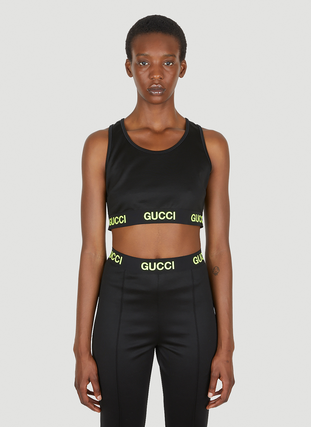 Gucci Women's Logo Jacquard Crop Top in Black