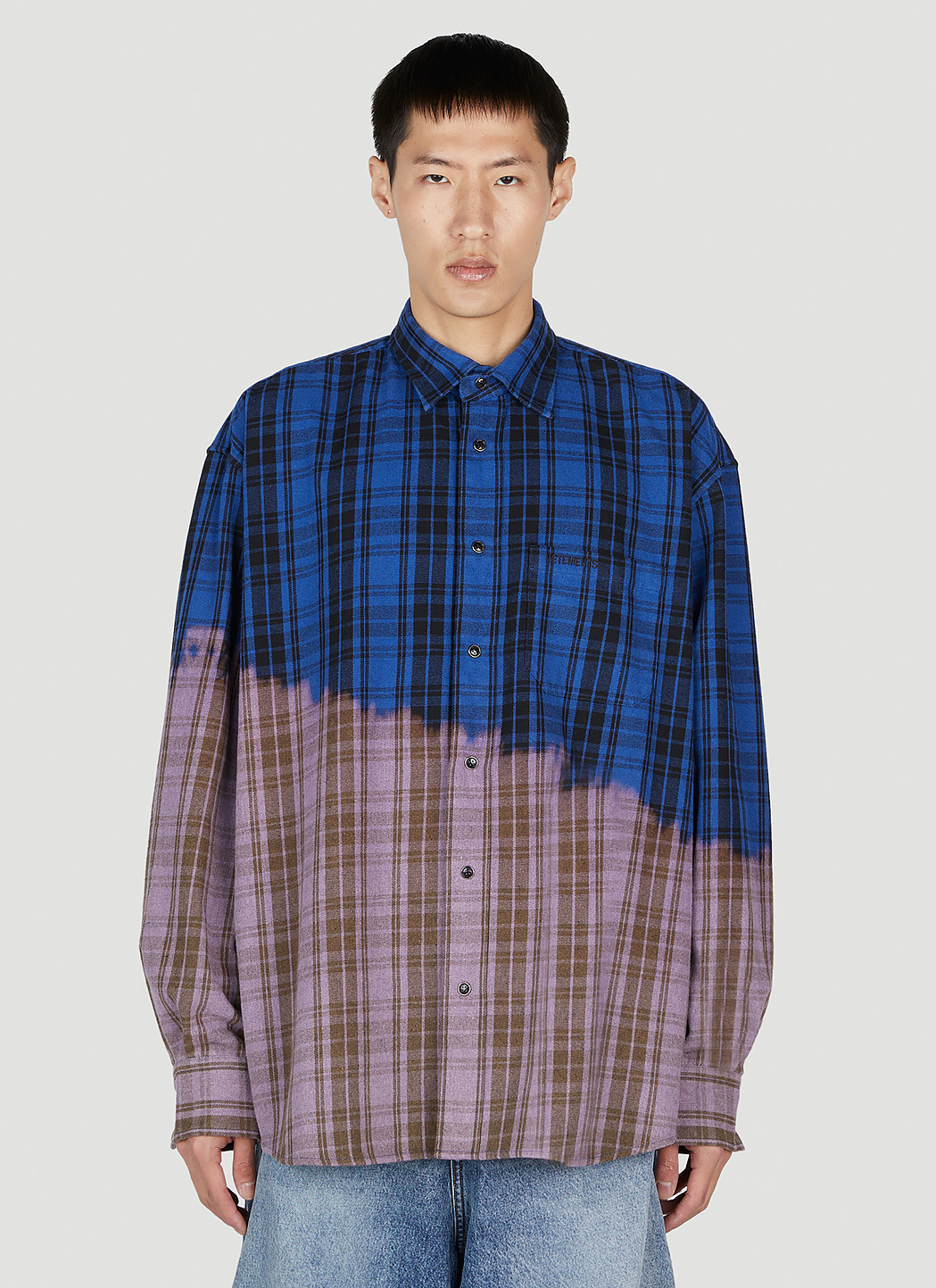 RED CHECK BLEACHED MY NAME IS VETEMENTS FLANNEL SHIRT
