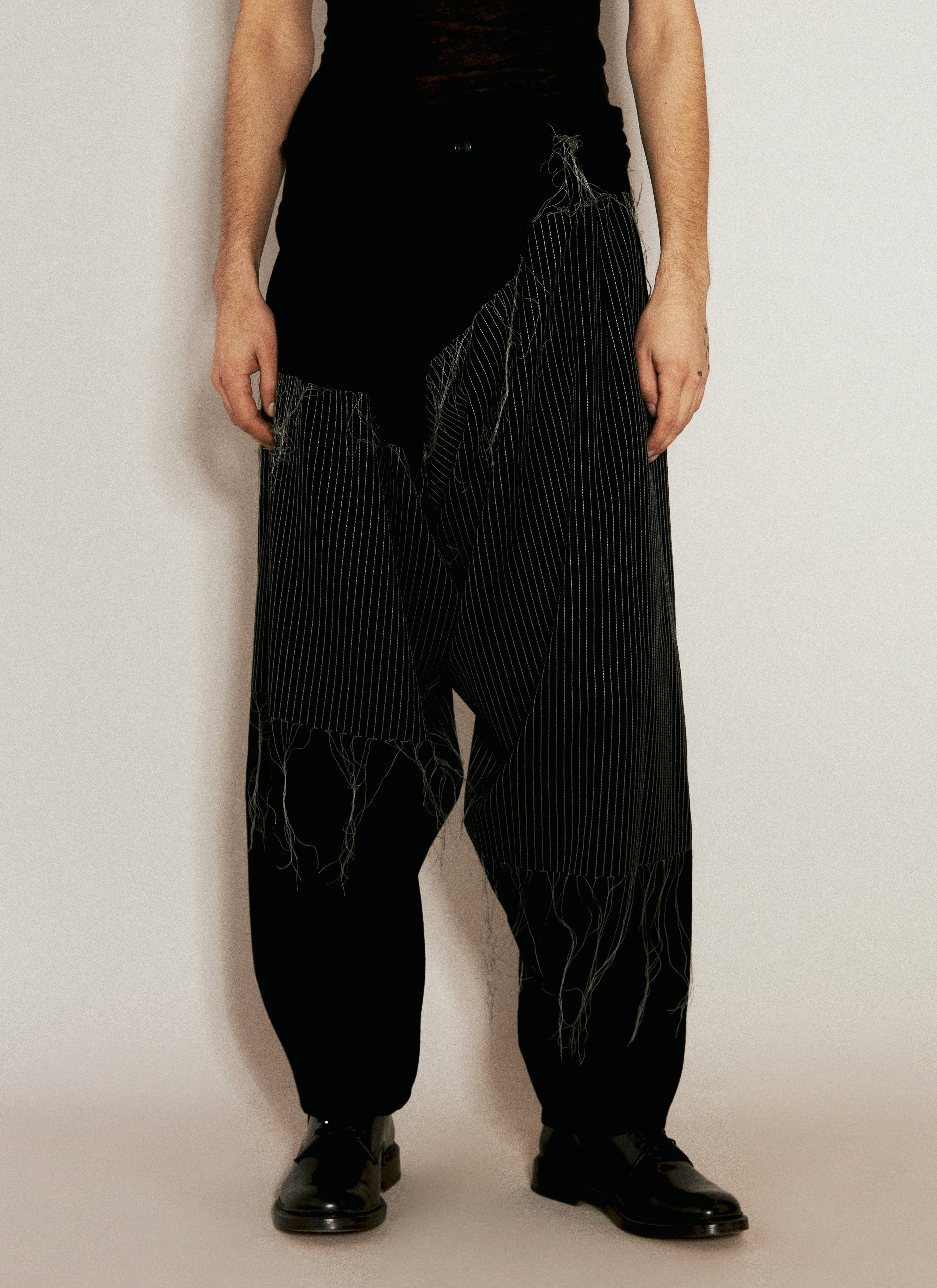 Yohji Yamamoto Men's' Embroidery Draped Pants in Black | LN-CC®