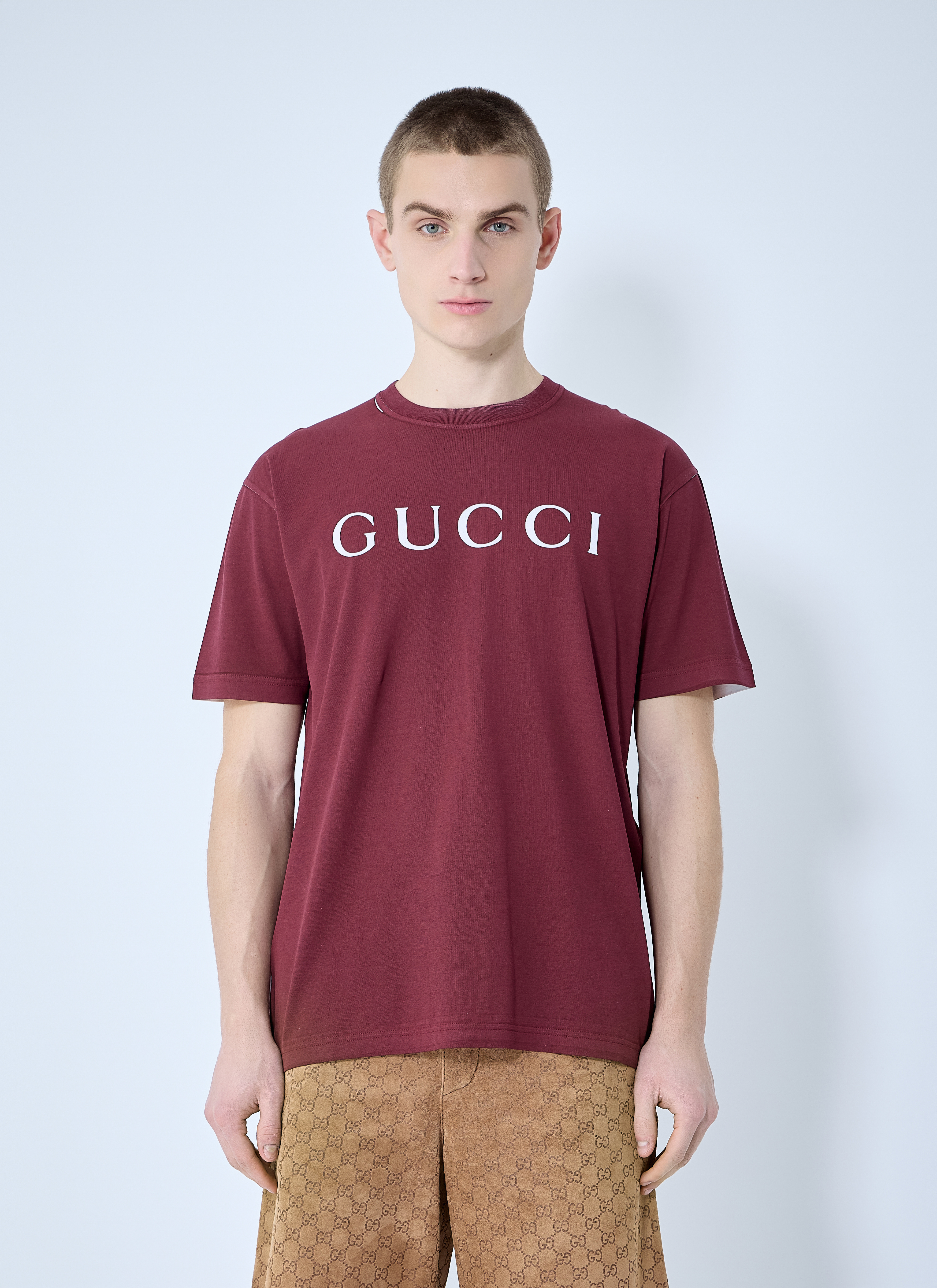 Gucci Men's' Logo Motif T-Shirt in Red | LN-CC®