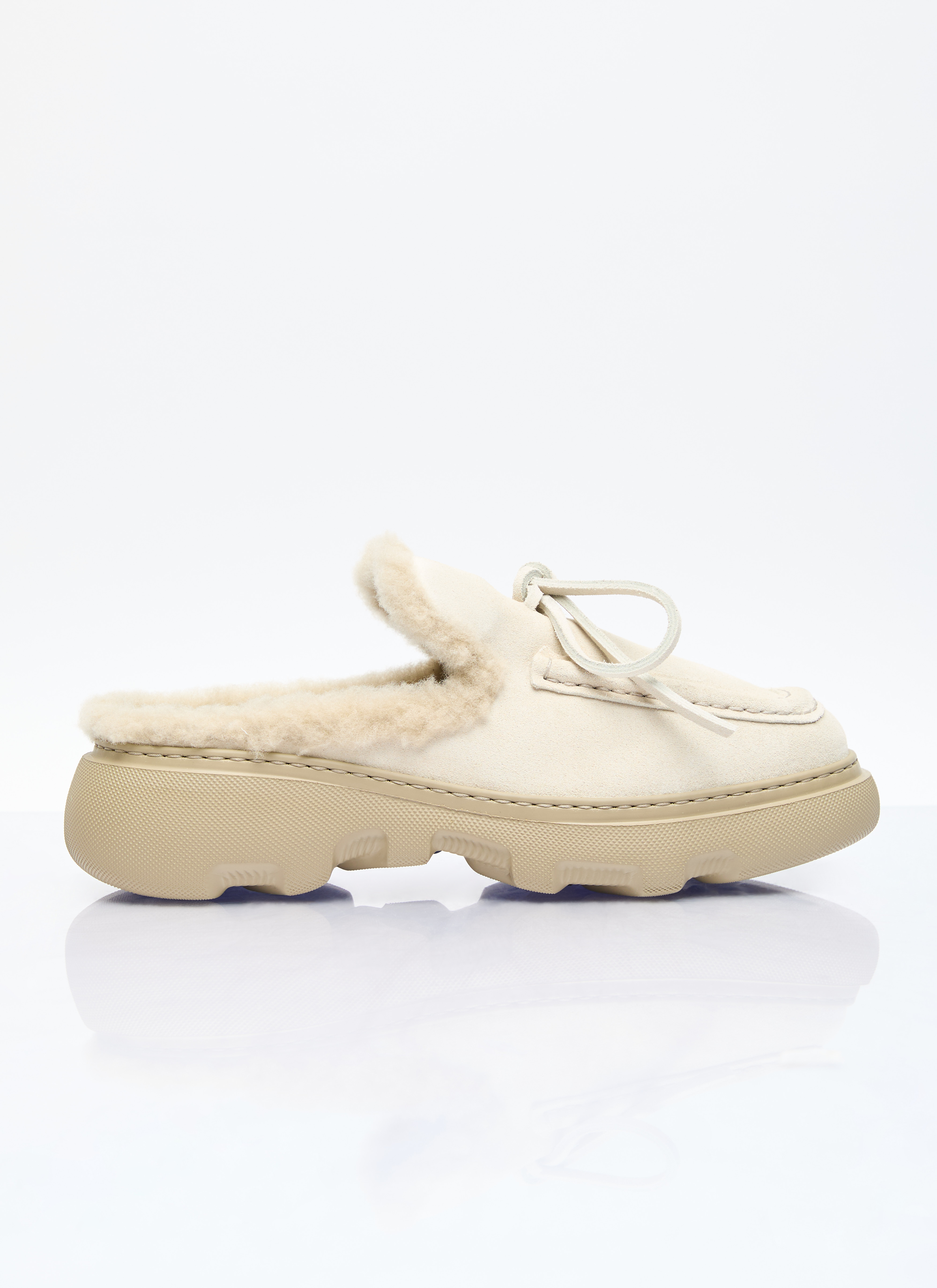 Burberry Women's' Suede And Shearling Stony Mules in Beige