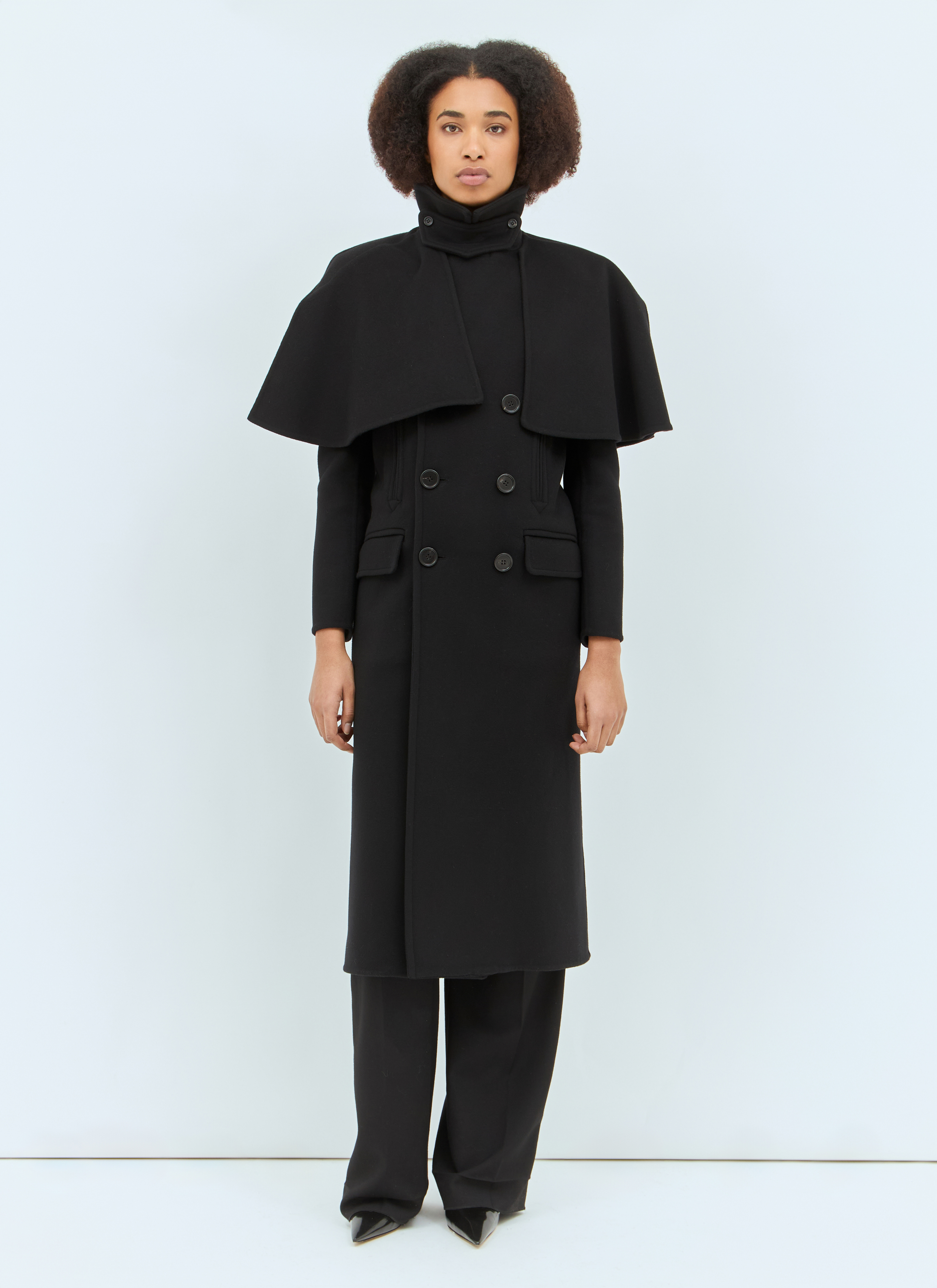 Chloé 黒 ウール オープンフロントコート Chloé Women's' Double-Face Wool Long Coat in Black | LN-CC®