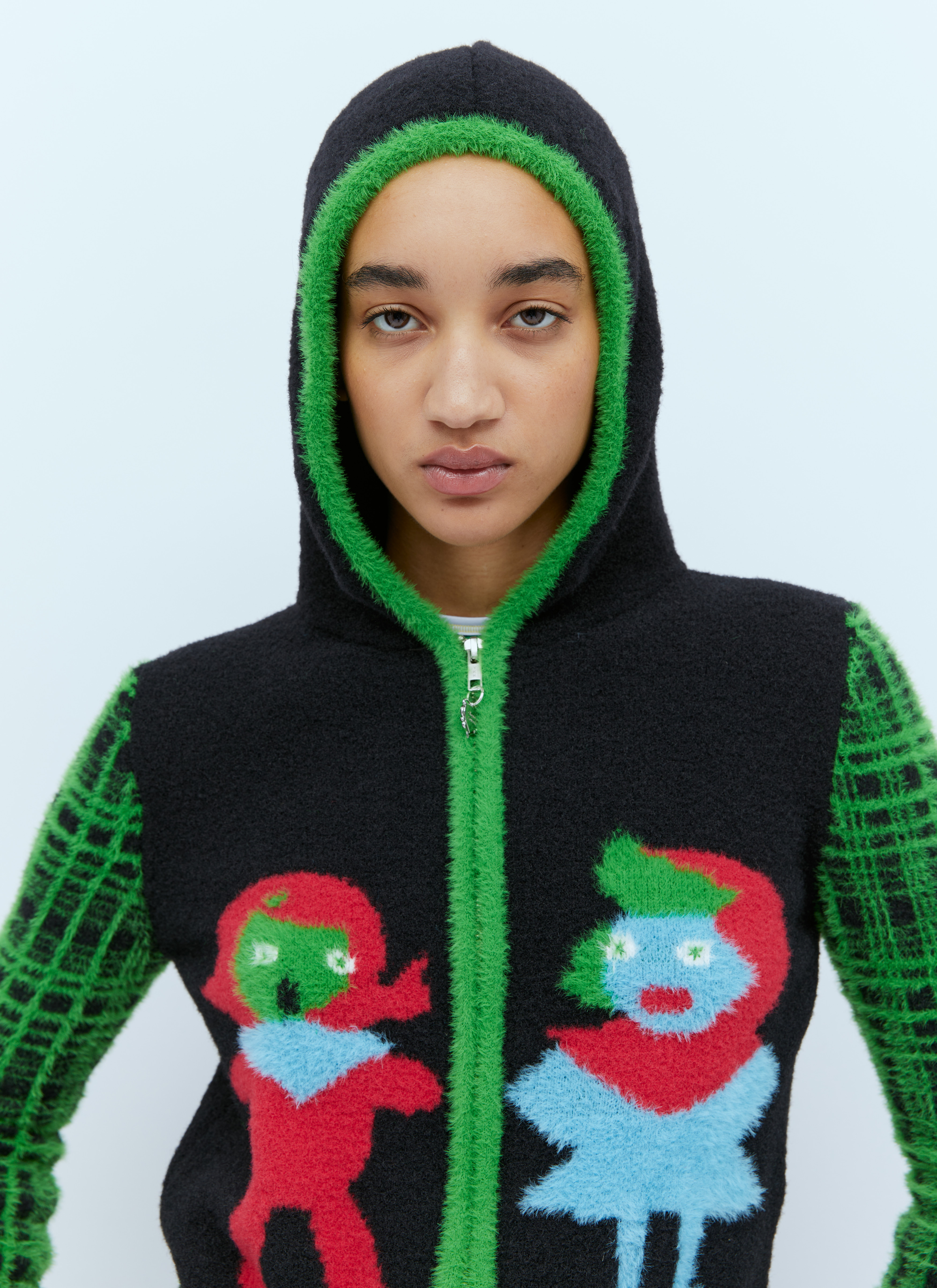 Chopova Lowena Bear Girl Hooded Knit Cardigan in Green für