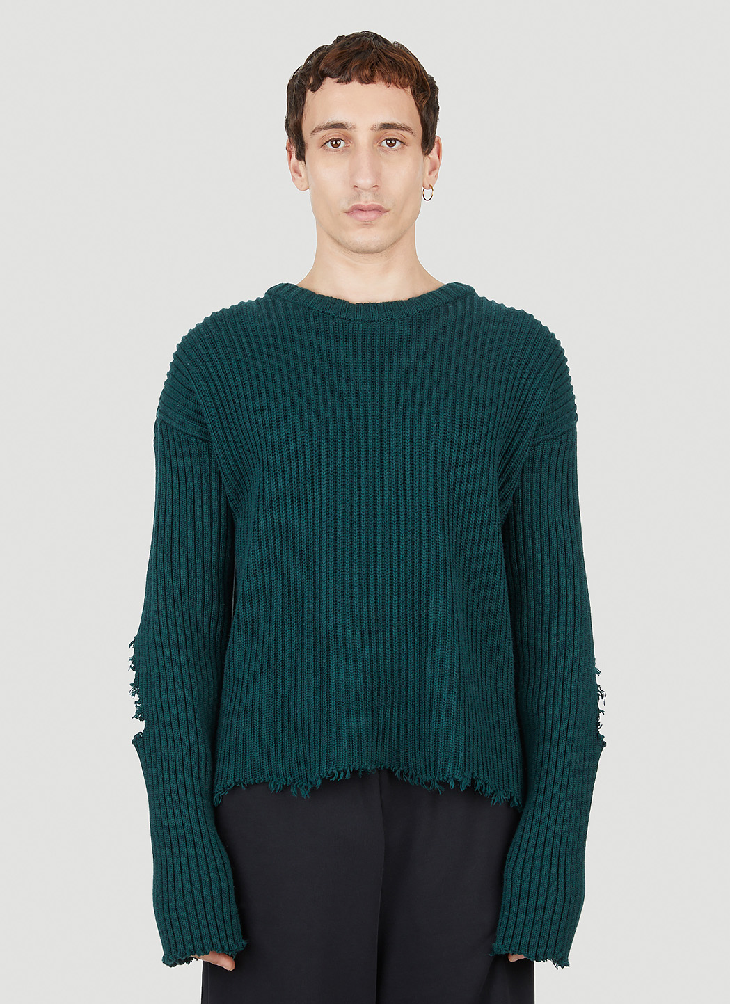 MM6 Maison Margiela Distressed Jumper in Green | LN-CC