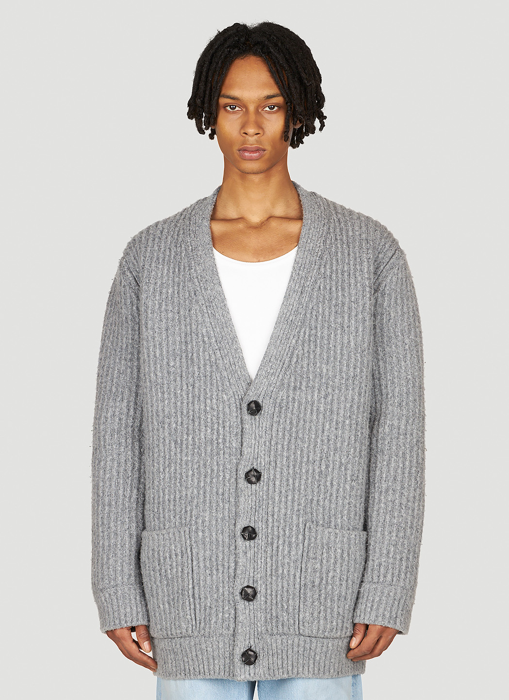 Bottega Veneta ストライプ Vネック カーディガン Bottega Veneta Men's' Knit Cardigan in Grey | LN-CC®