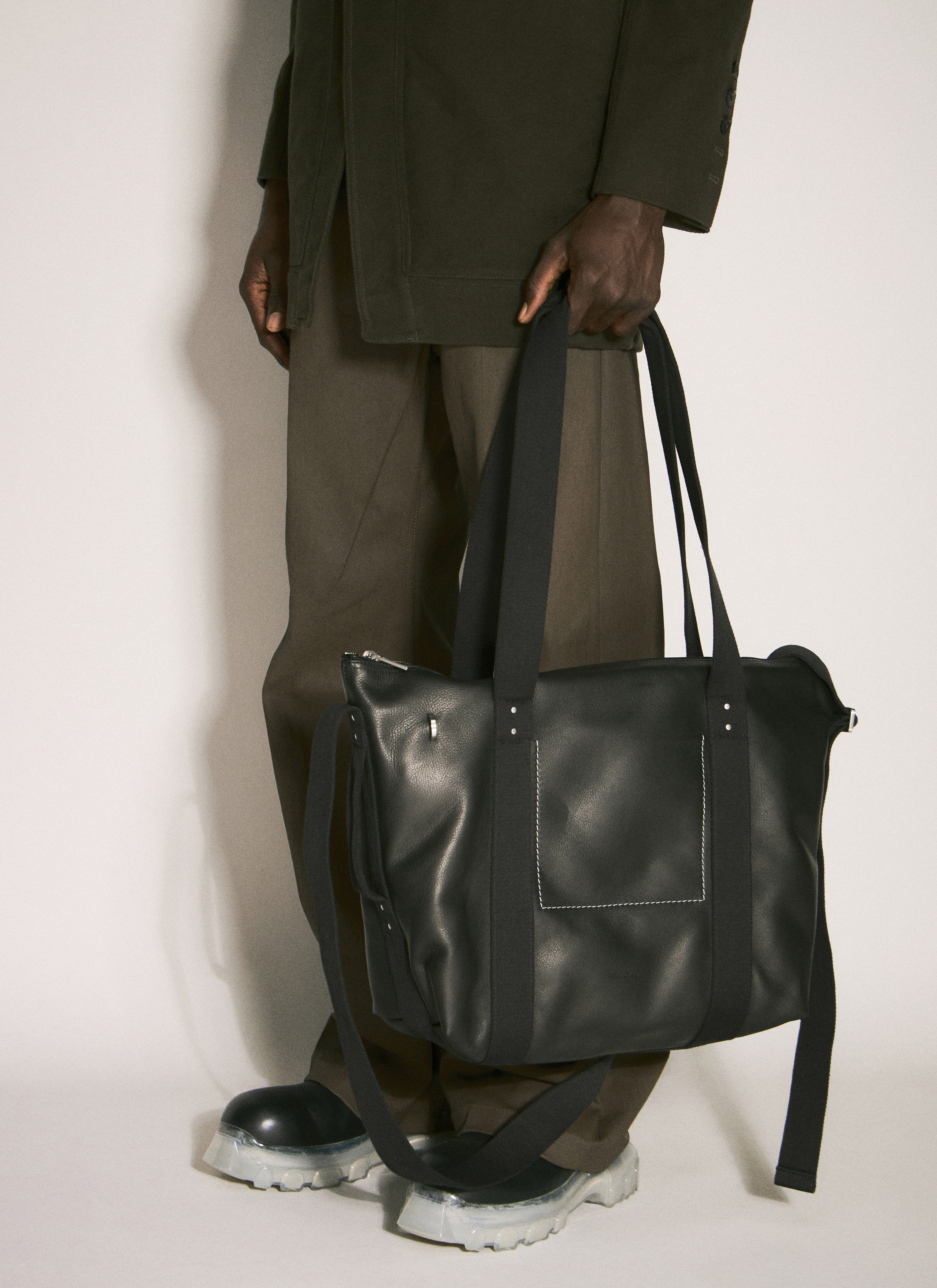 RICK OWENS TROLLEY TOTE BLACK トートバッグ Rick Owens Men's' Leather Trolley Tote Bag in Black | LN-CC®