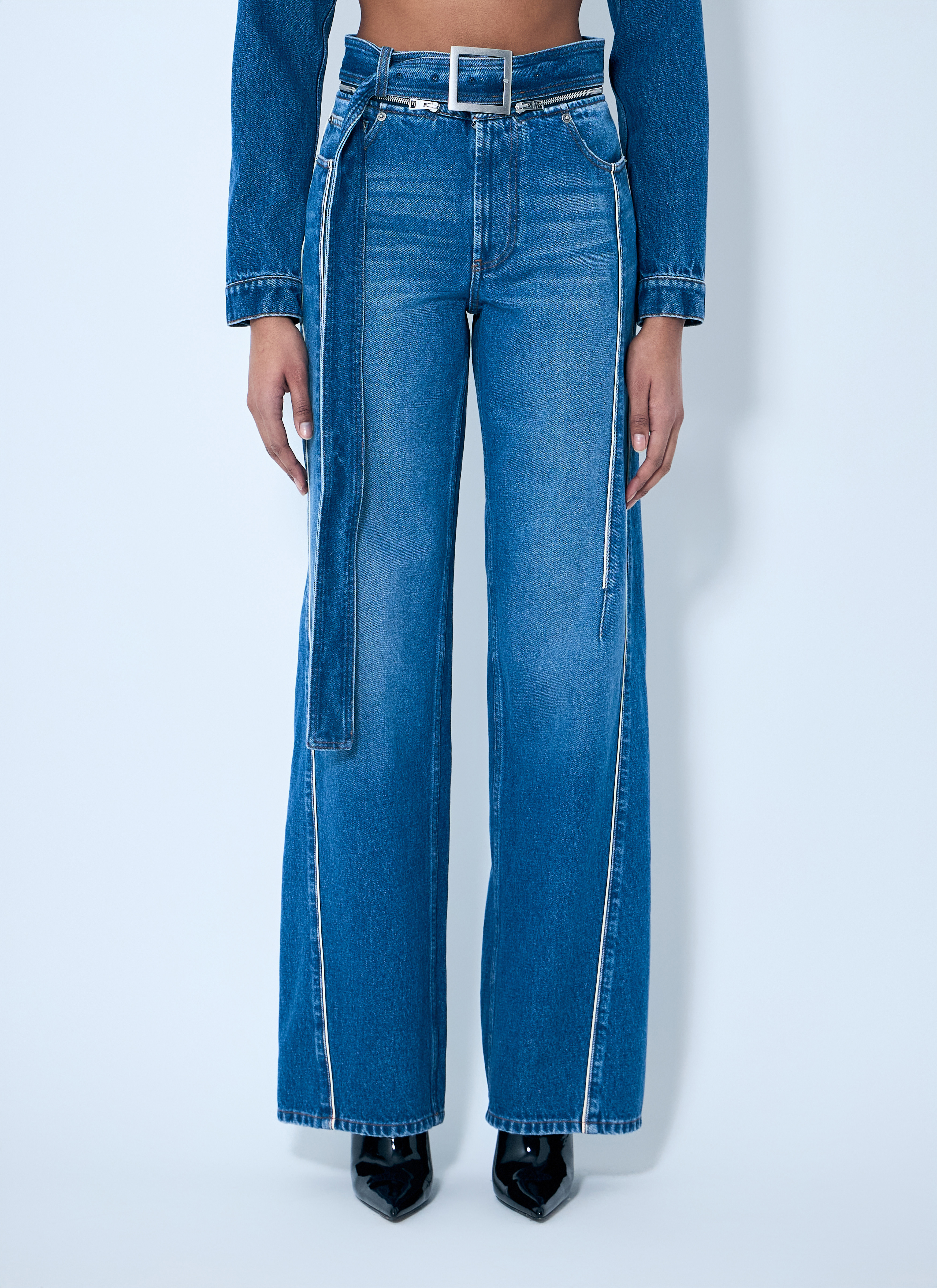 Jean Paul Gaultier Women's' Zip-Belt Denim Jeans in Blue