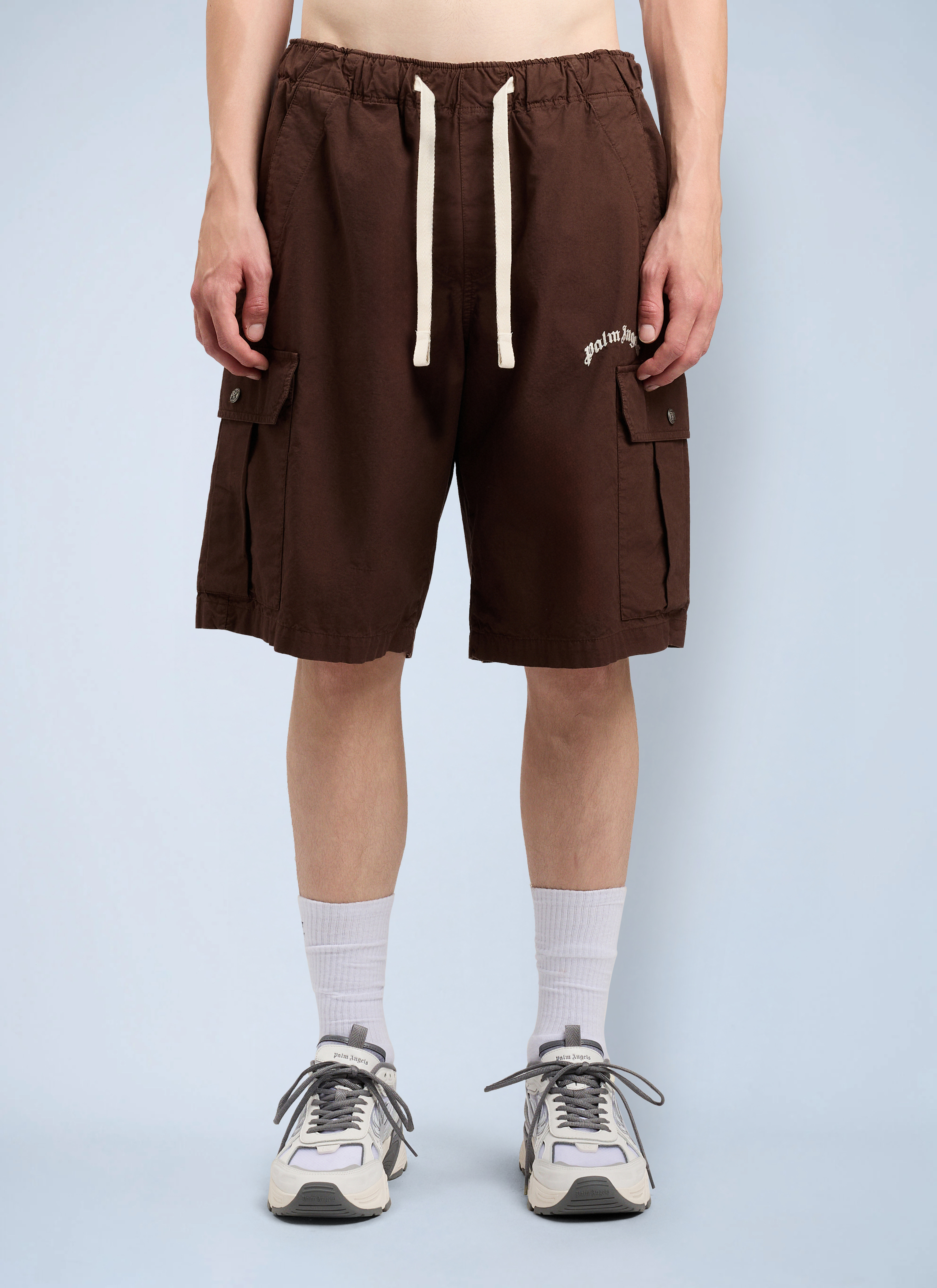 Palm Angels Palm Angels Curved Logo Loose Cargo Shorts