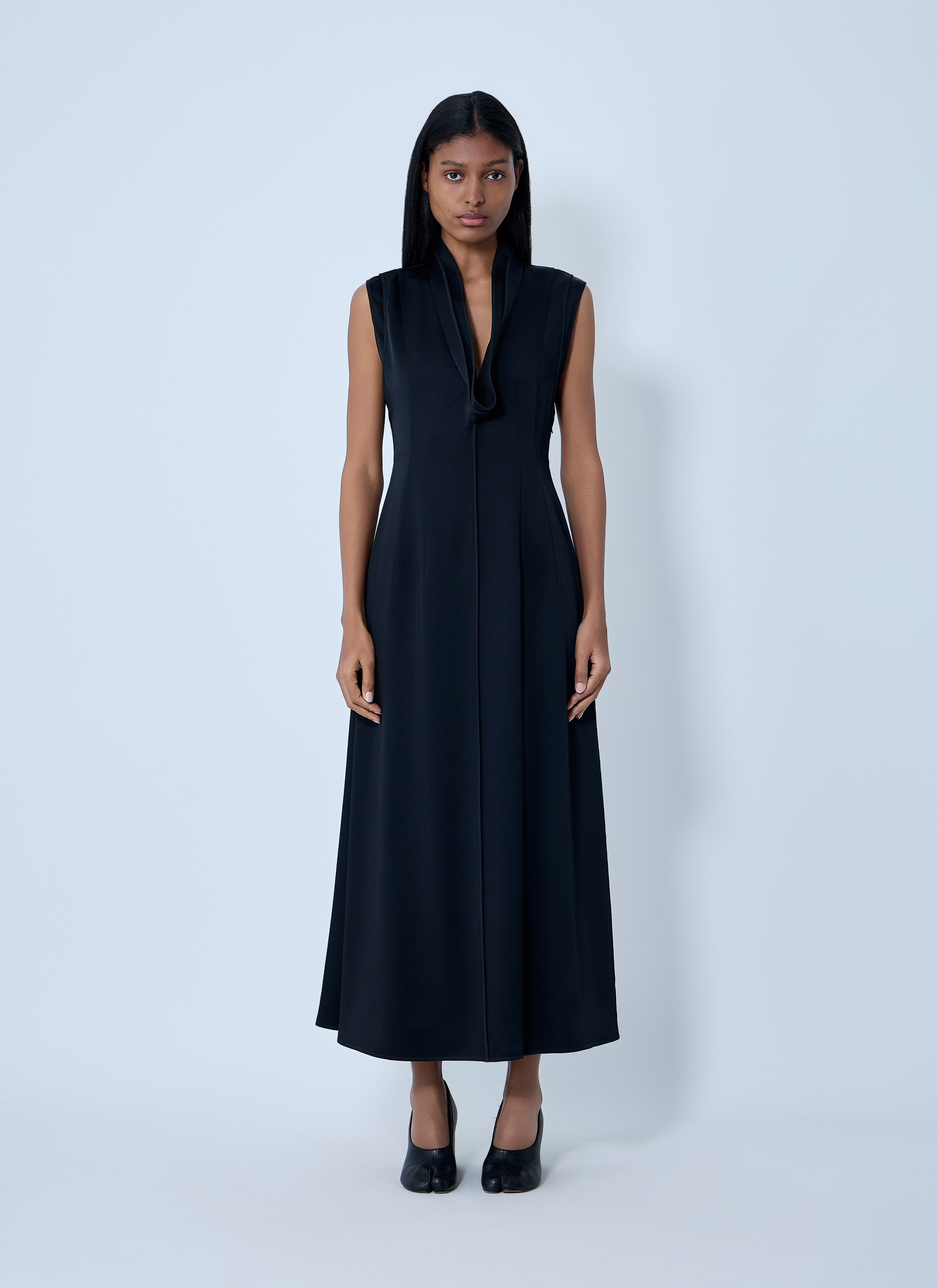 Jil Sander V-Neck Midi Dress - Woman Dresses Black Fr - 36 - Immagine 1