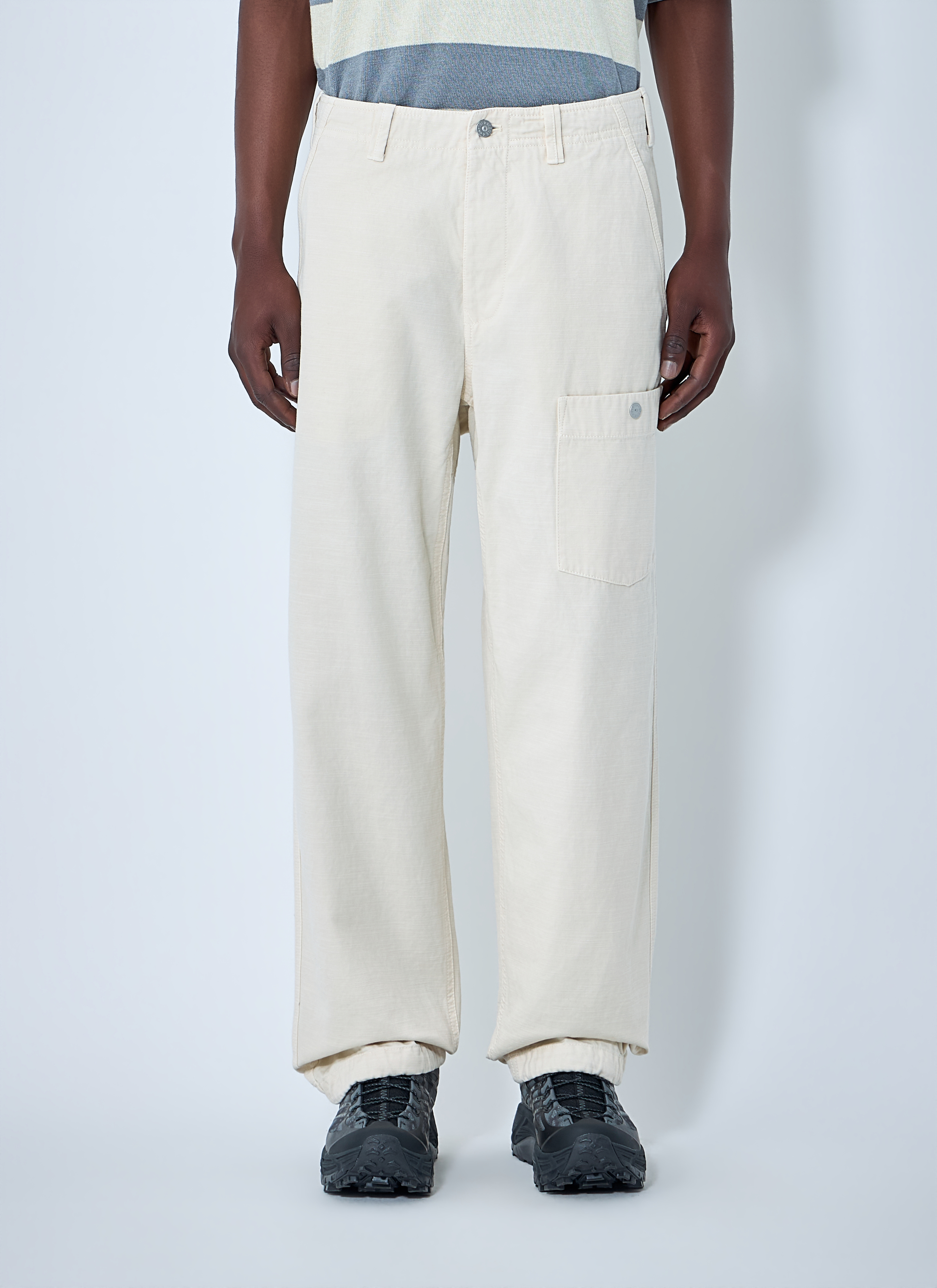 Stone Island Men's Ivory Utility Cargo Trousers - Man Pants 36