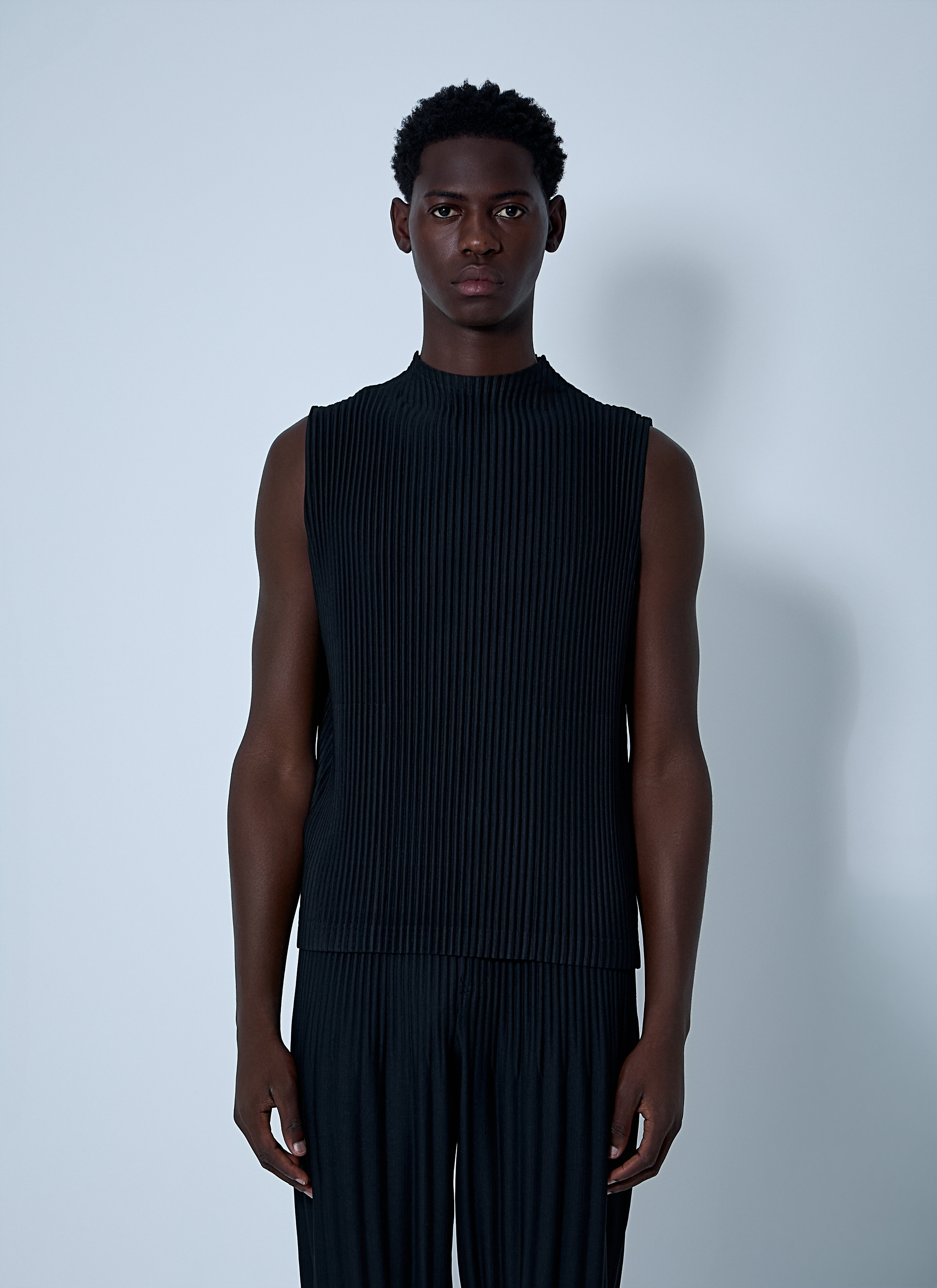 Homme Plissé Issey Miyake Men's' Pleated Top in Black | LN-CC®