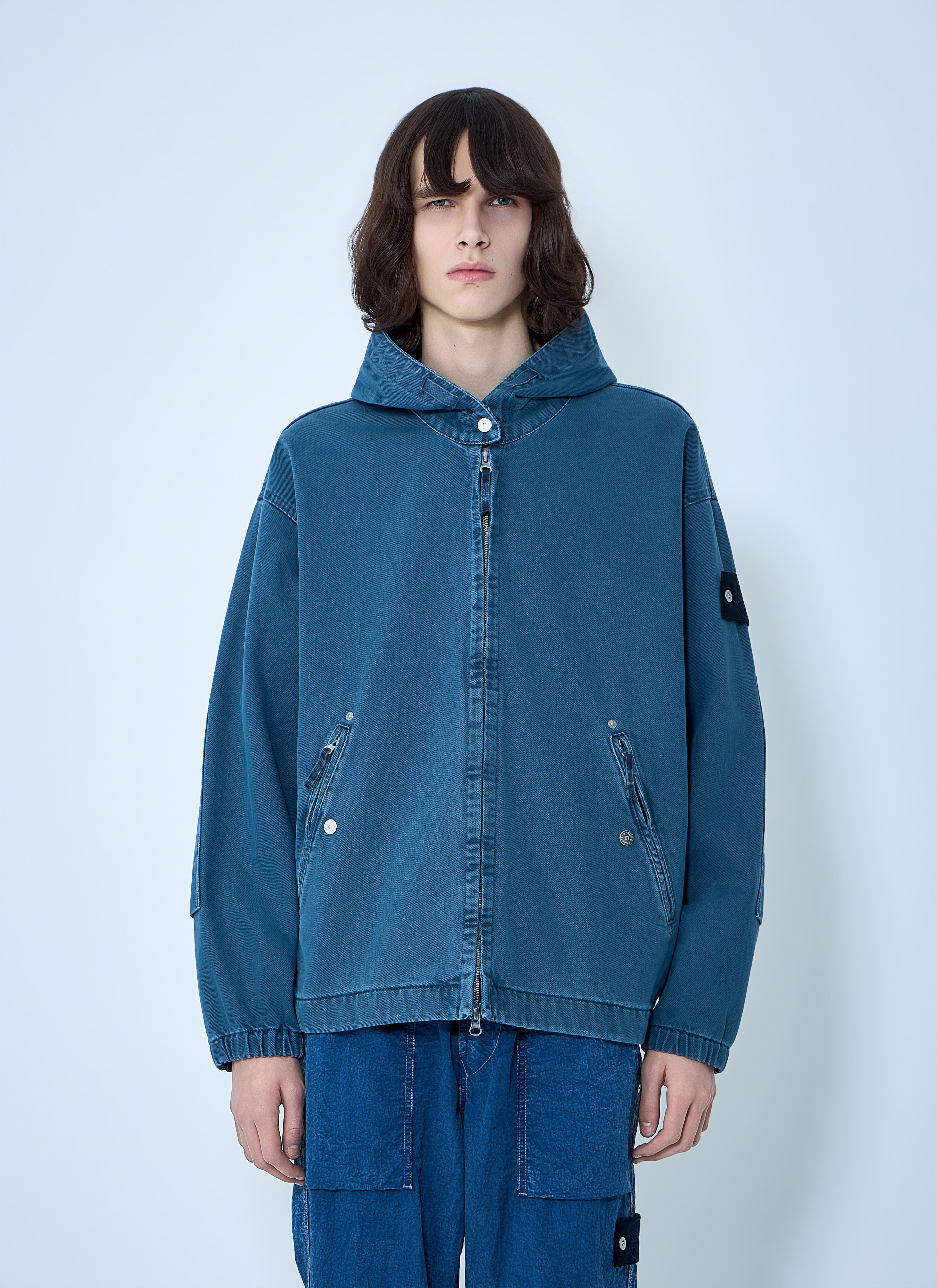 Stone Island Men's Blue Hooded Denim Jacket - Man Jackets Xxxl