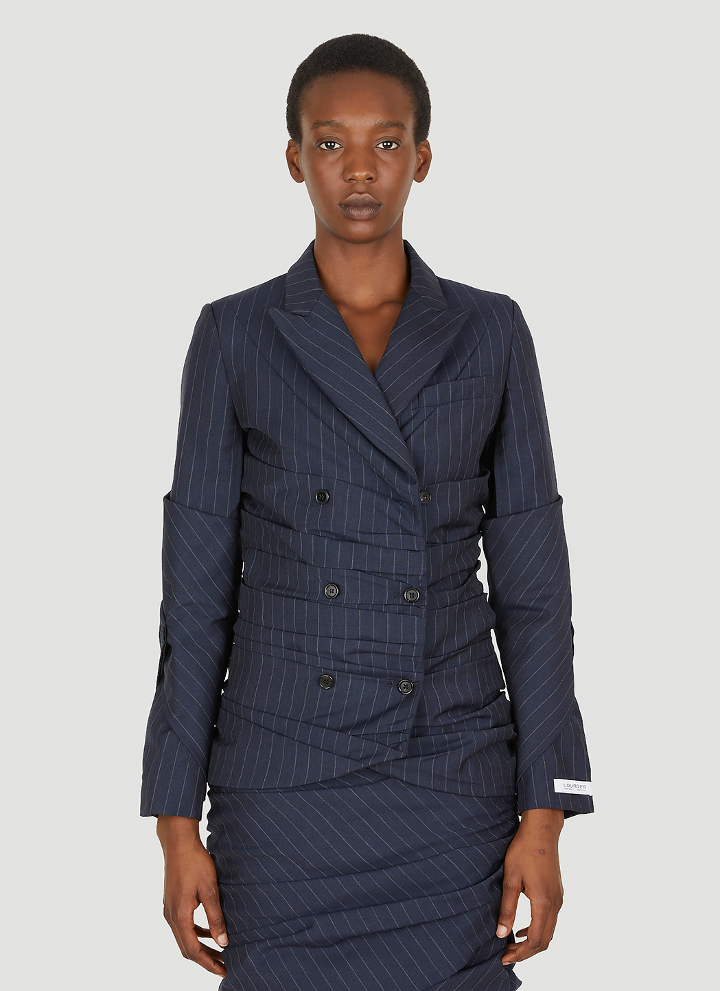 Pinstripe Ruched Blazer