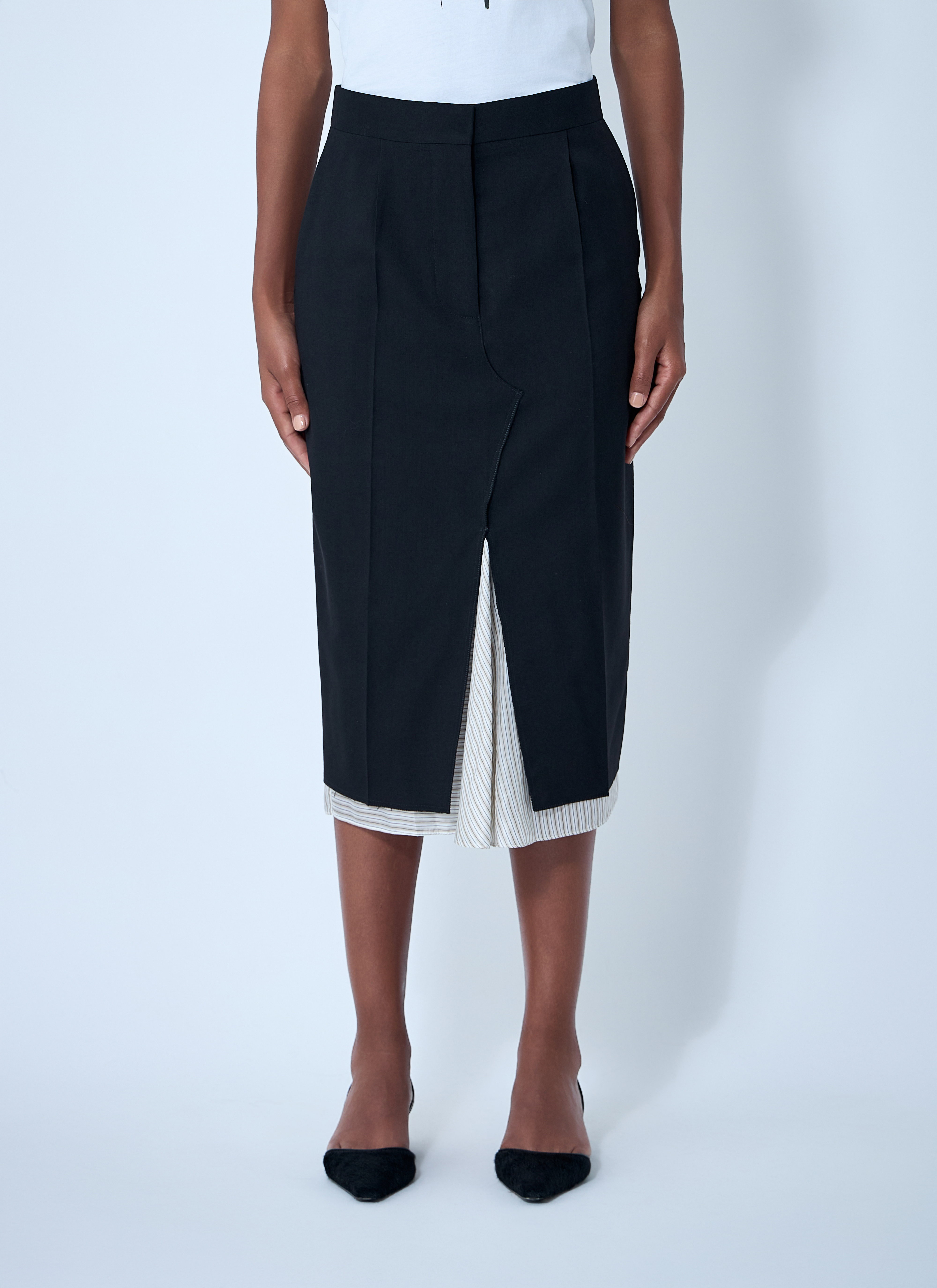 スカート Marni Black Wool Skirt Marni Tropical Wool Midi Skirt - Black | Garmentory