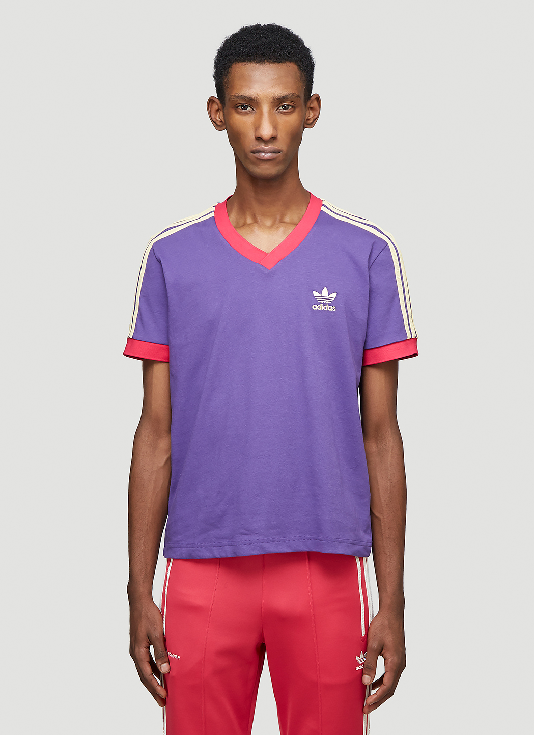 adidas by Wales Bonner Unisex 70s V-Neck T-Shirt in Purple | LN-CC