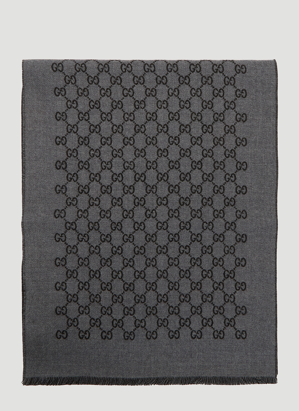 Double jacquard GG wool scarf — Anthracite/black — foto 1