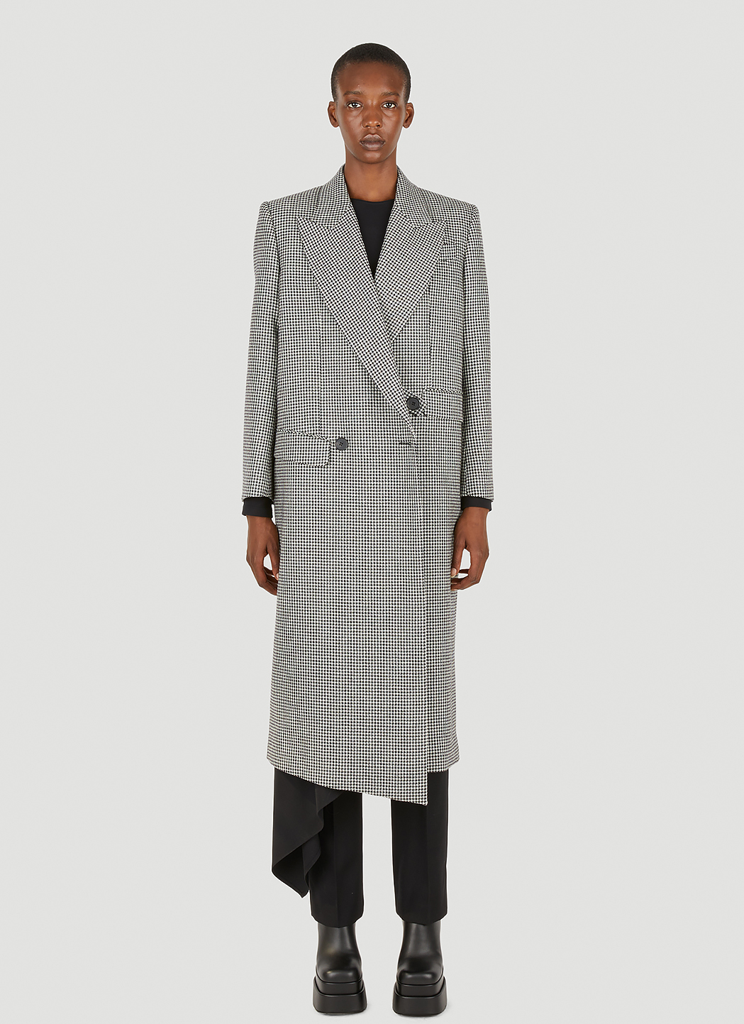 Drop Hem Double Breasted Coat
