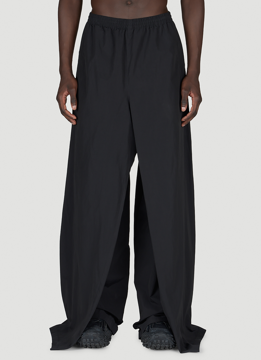 メンズ 90s BALENCIAGA stripe draped wide slacks
