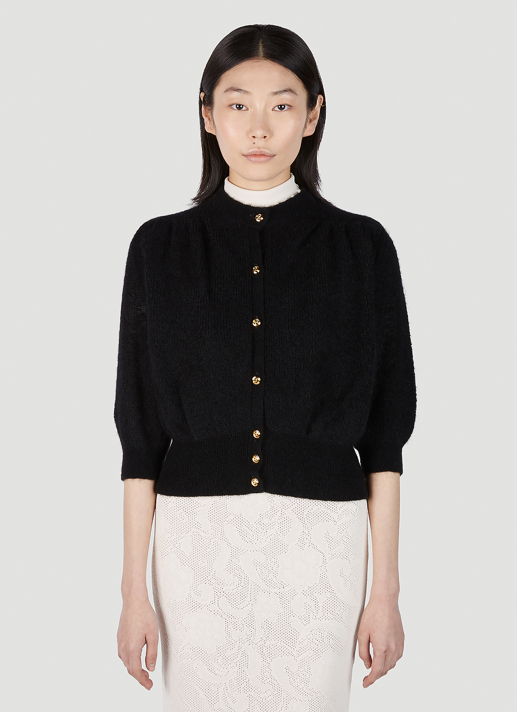 Gucci Fine Button Down Cardigan in Black | LN-CC