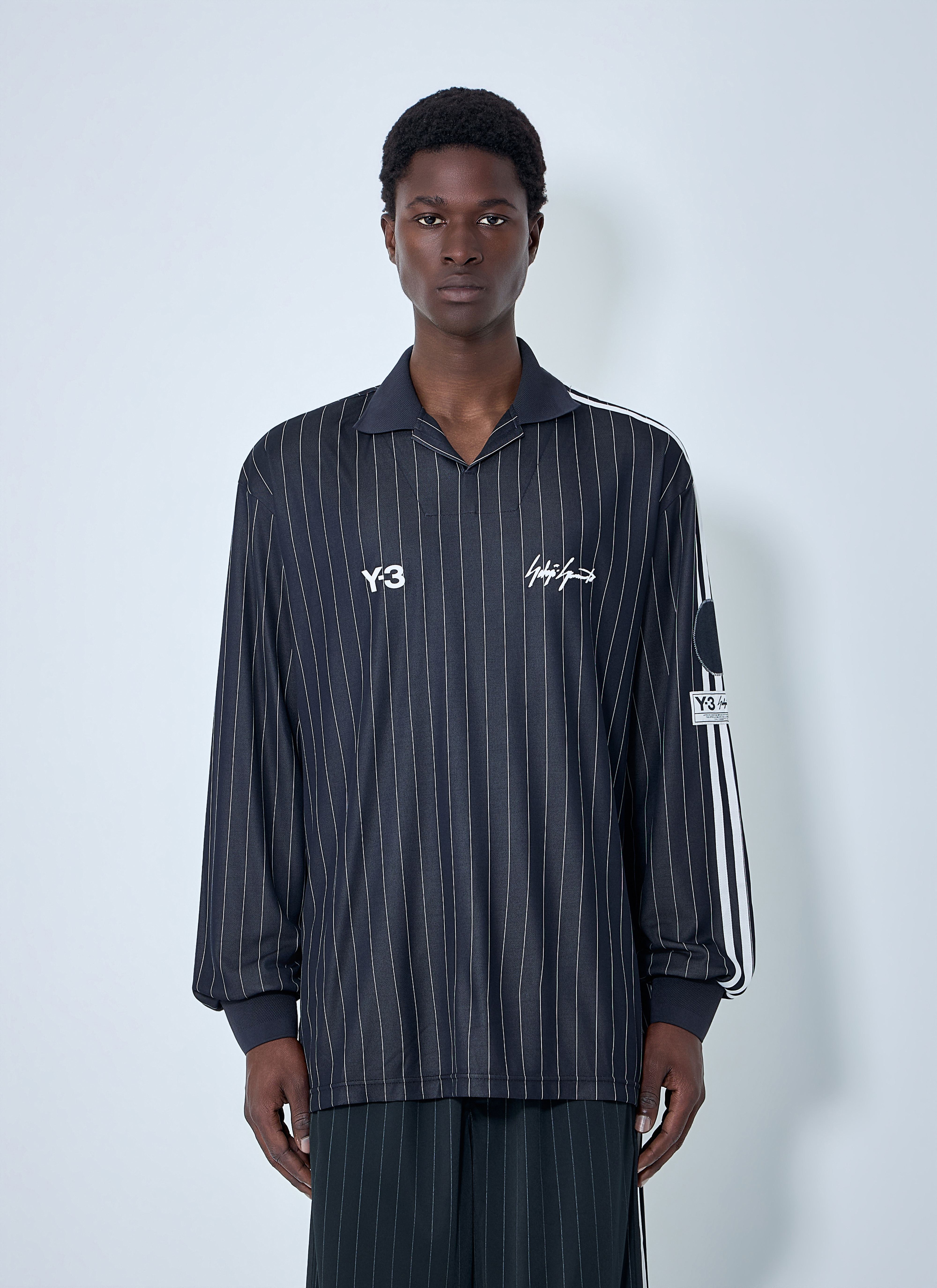 Y-3 レディース ストライプ長袖ポロシャツ の ブラック | LN-CC®