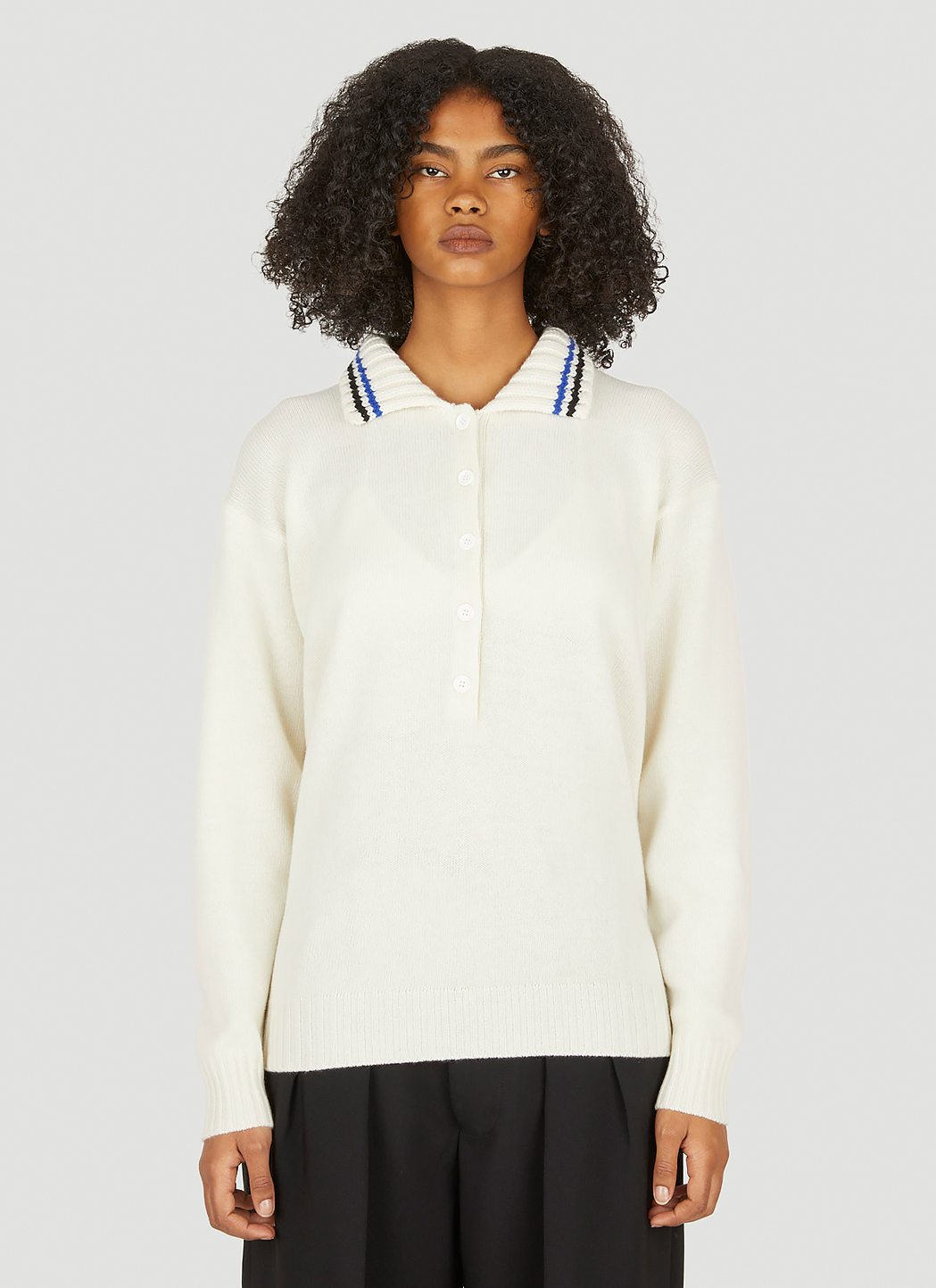 Striped Collar Polo Sweater