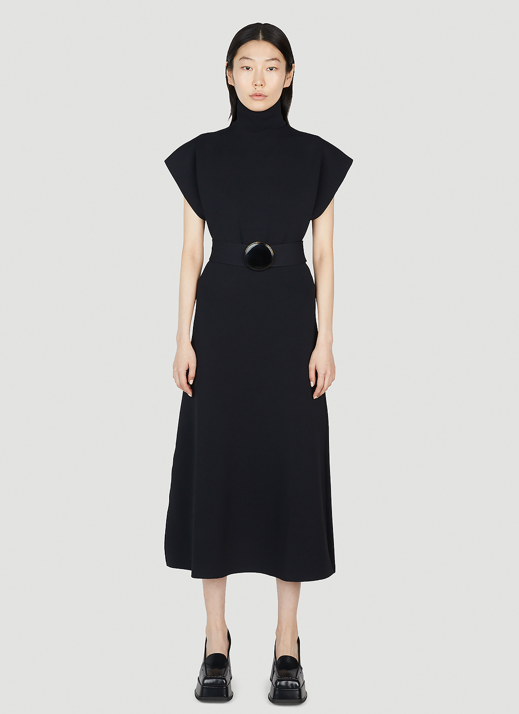 Belted Stretch Knit Dress