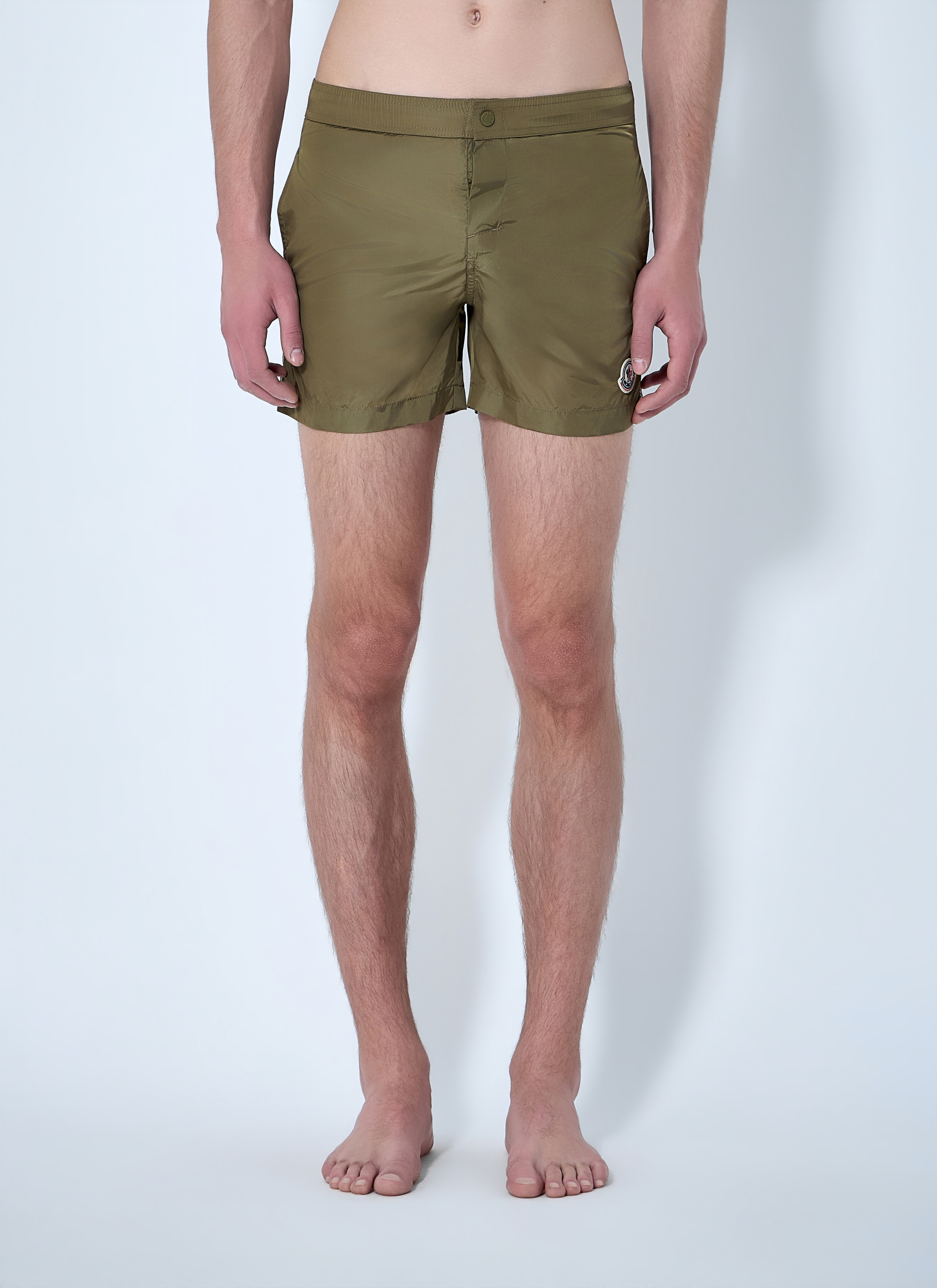 Moncler Men's Khaki Elastic Waist Swim Shorts - Man Swimwear M