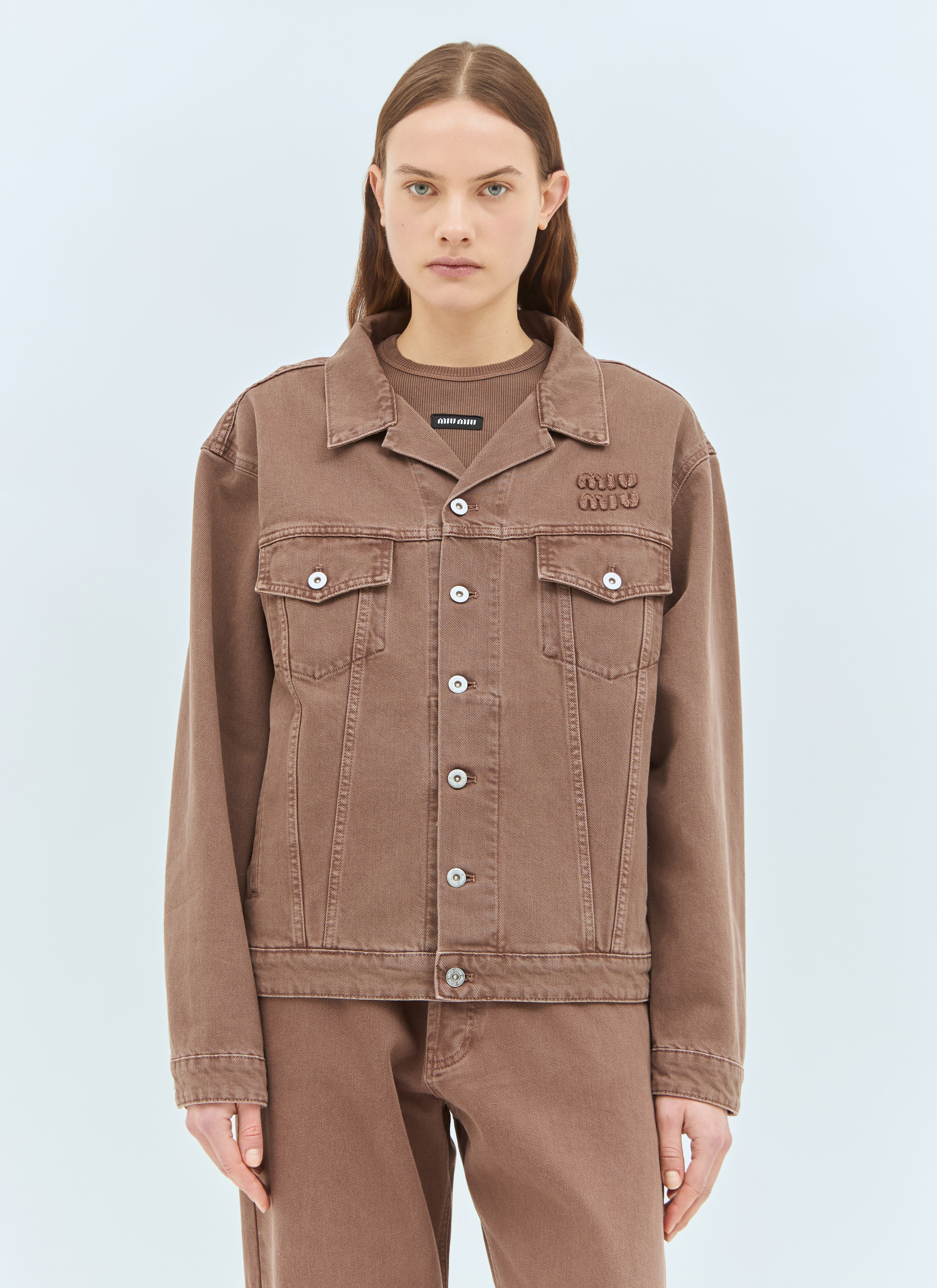 Miu Miu Garment-Dyed Denim Jacket in Brown für Damen LN-CC®