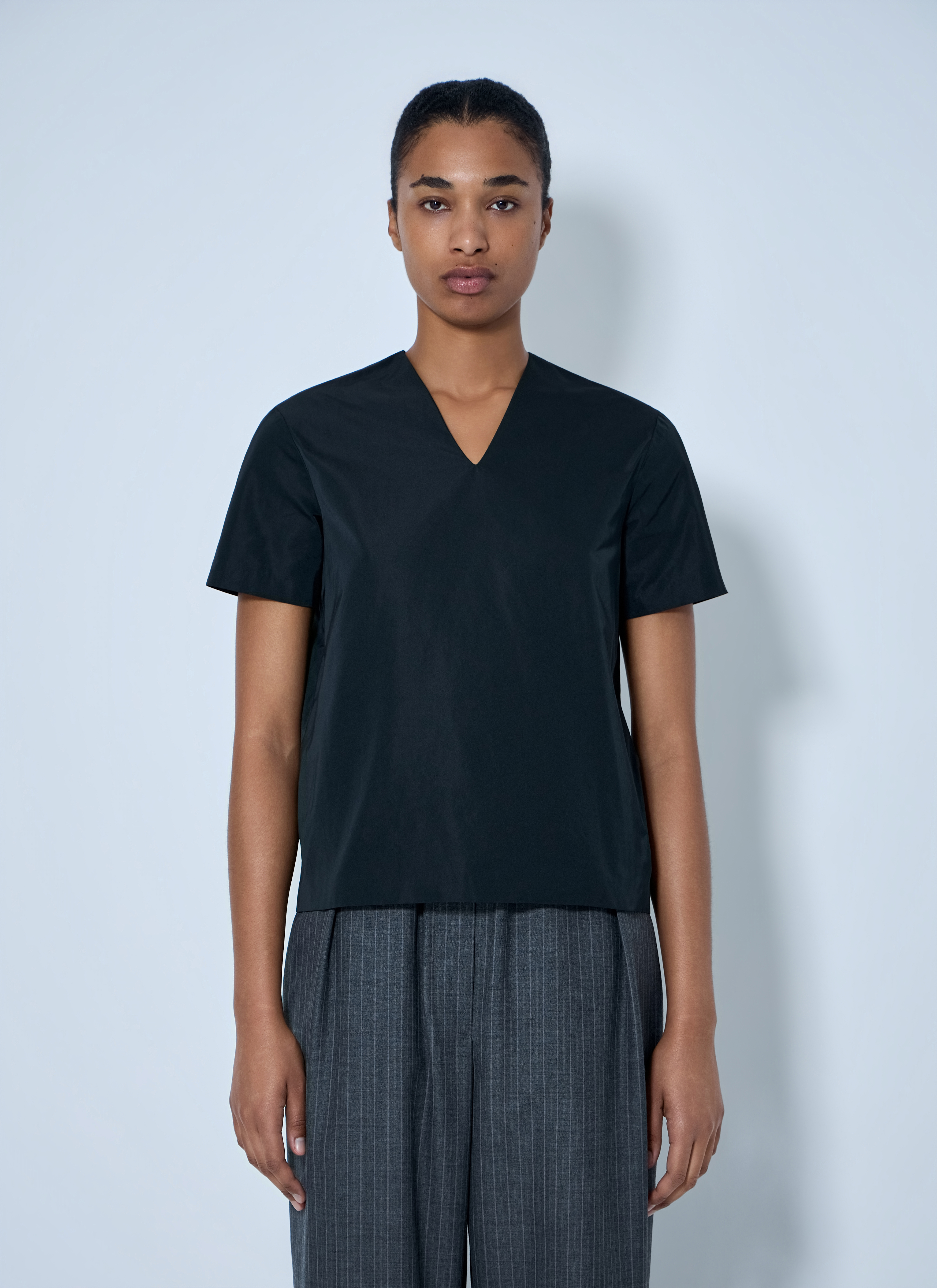 Jil Sander Women's Black V-Neck Top - Woman Tops It - 40
