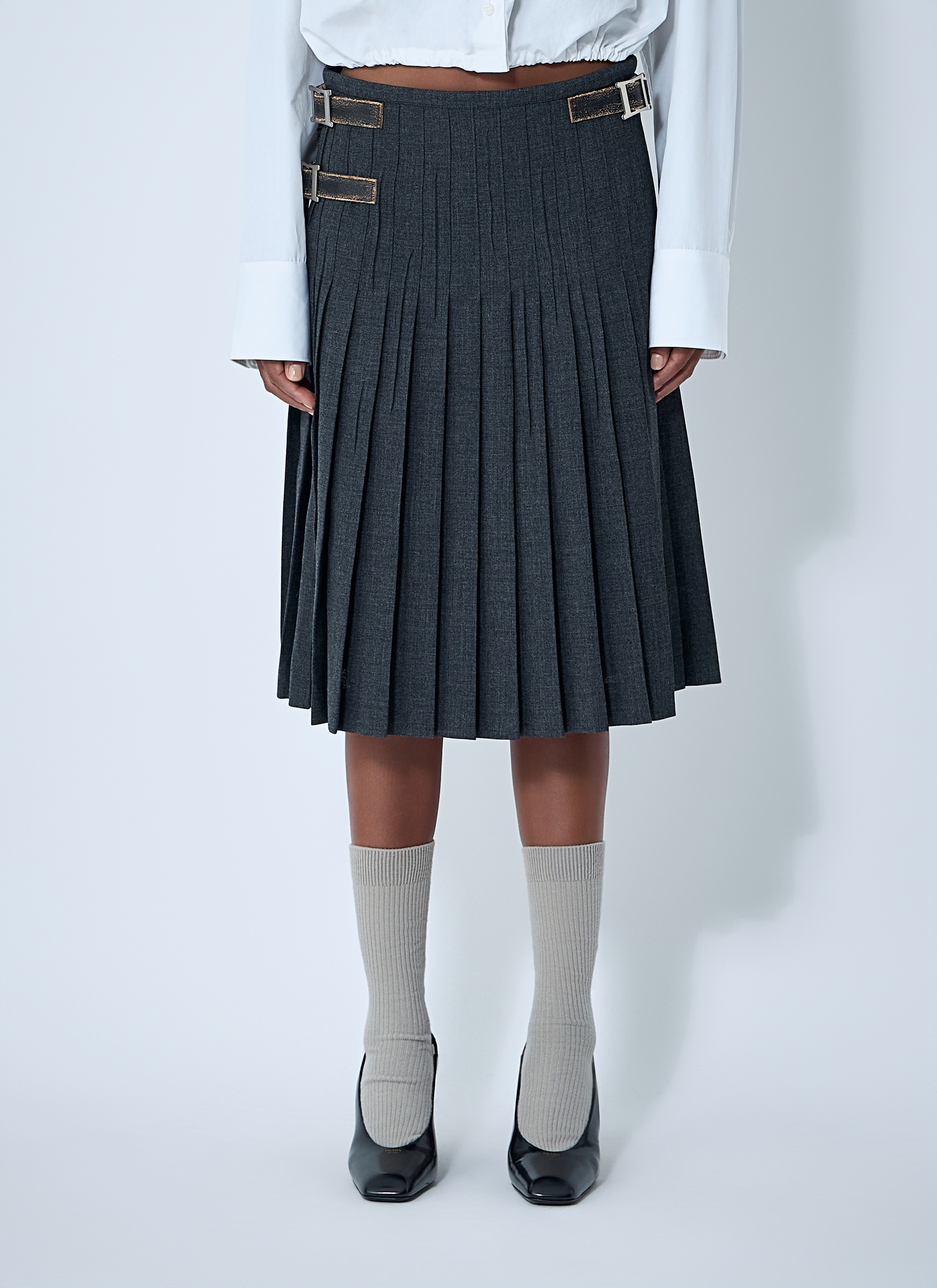Prada スカート Pleated rush stitch skirt with belt 関税込 Prada Rush Stitch Skirt | Saks Fifth Avenue