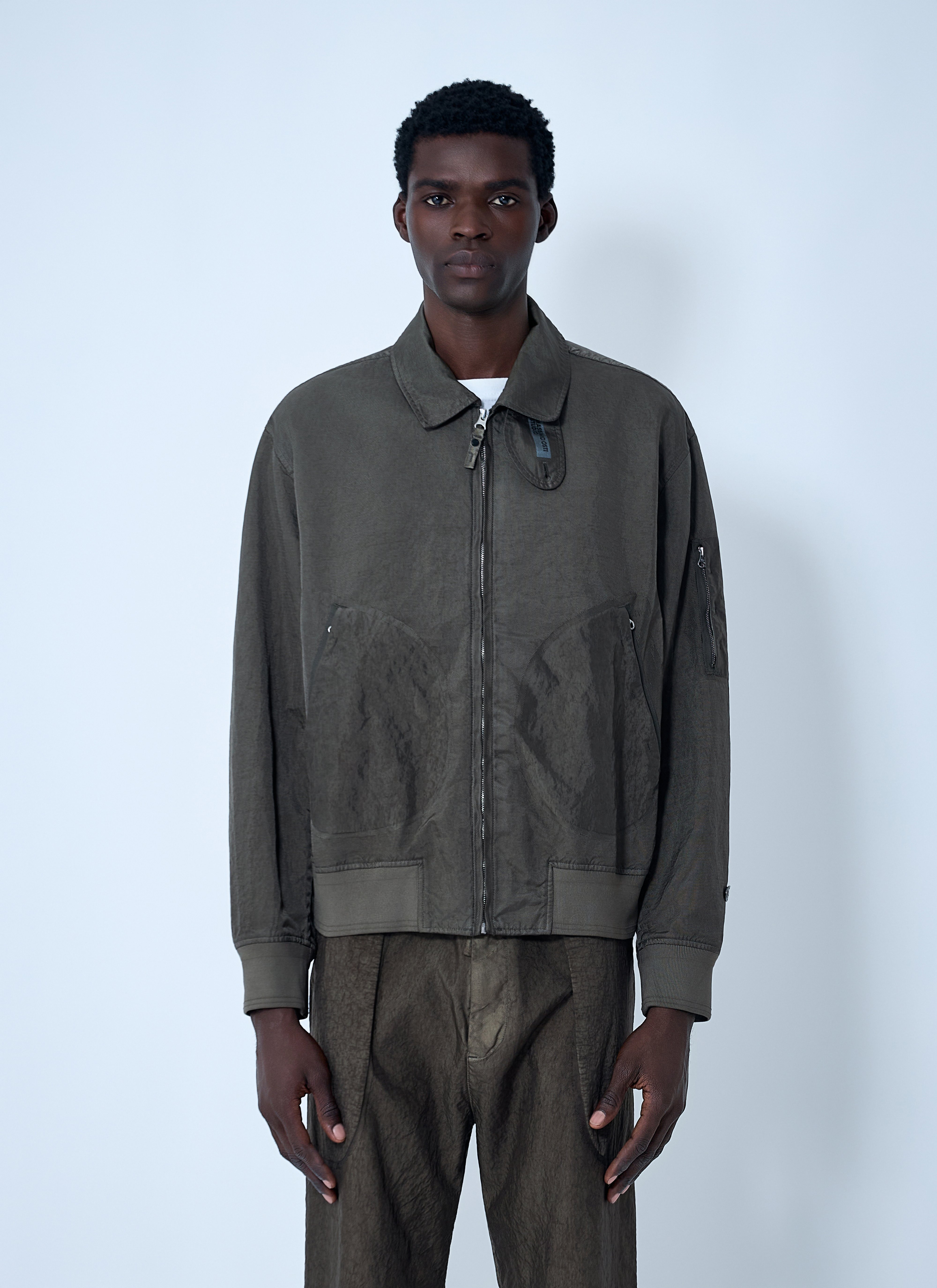 Massimo Osti Studio Men's' Garmet-Dyed Bomber Jacket in Olive | LN-CC®