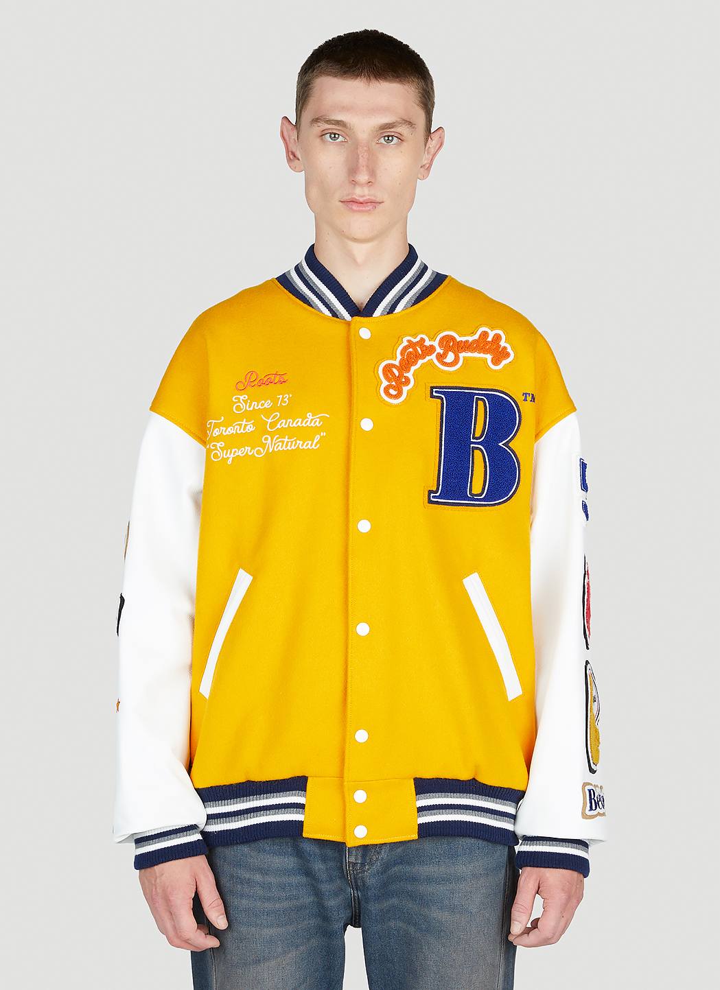 Varsity Boston Bruins Black and Yellow Wool Jacket