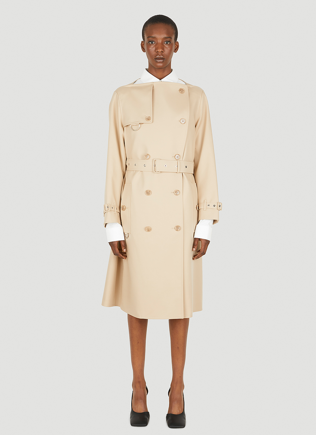 Collarless Trench Coat