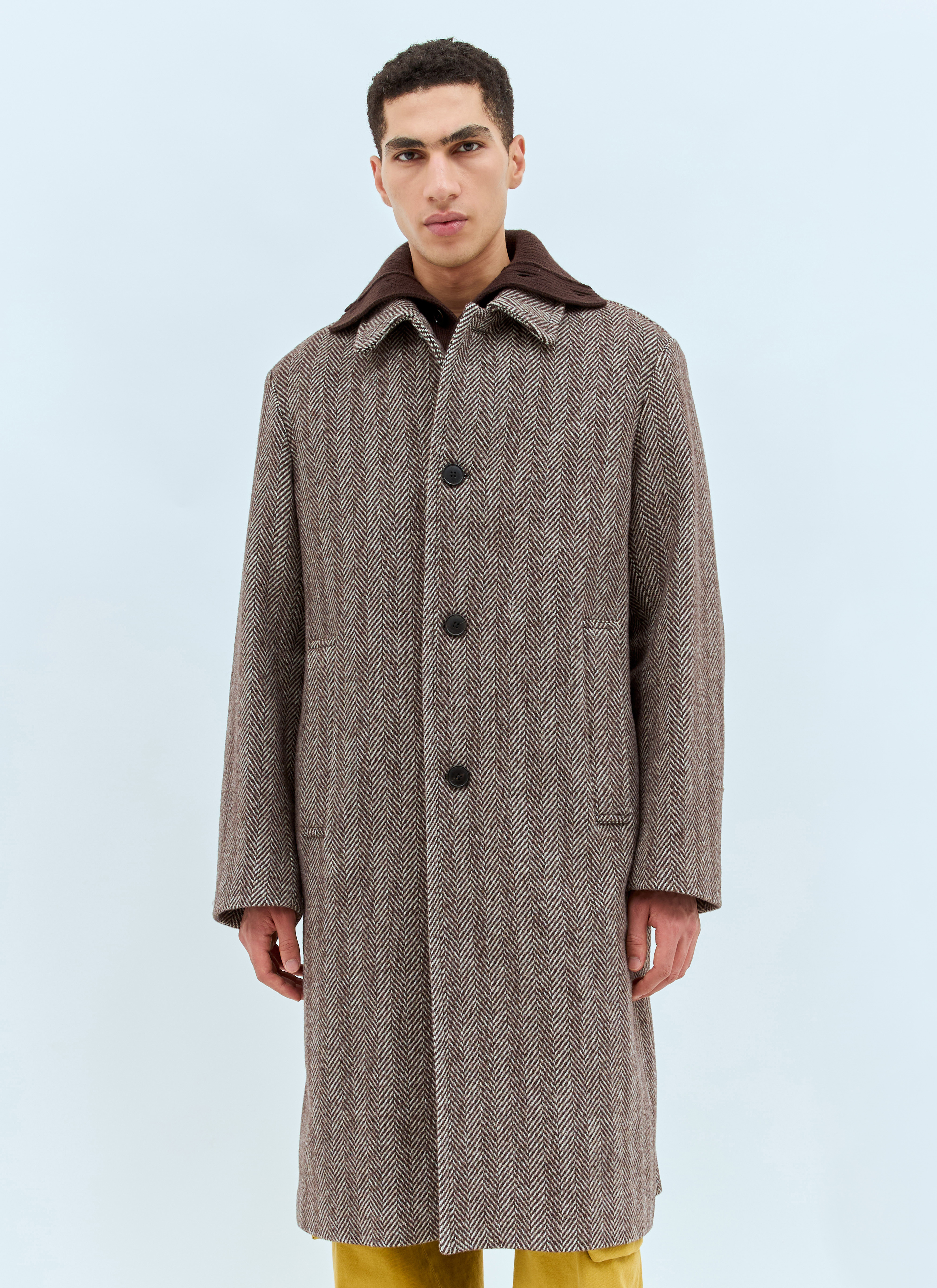 Dries Van Noten メンズ ランクヘリンボーンコート の ブラウン