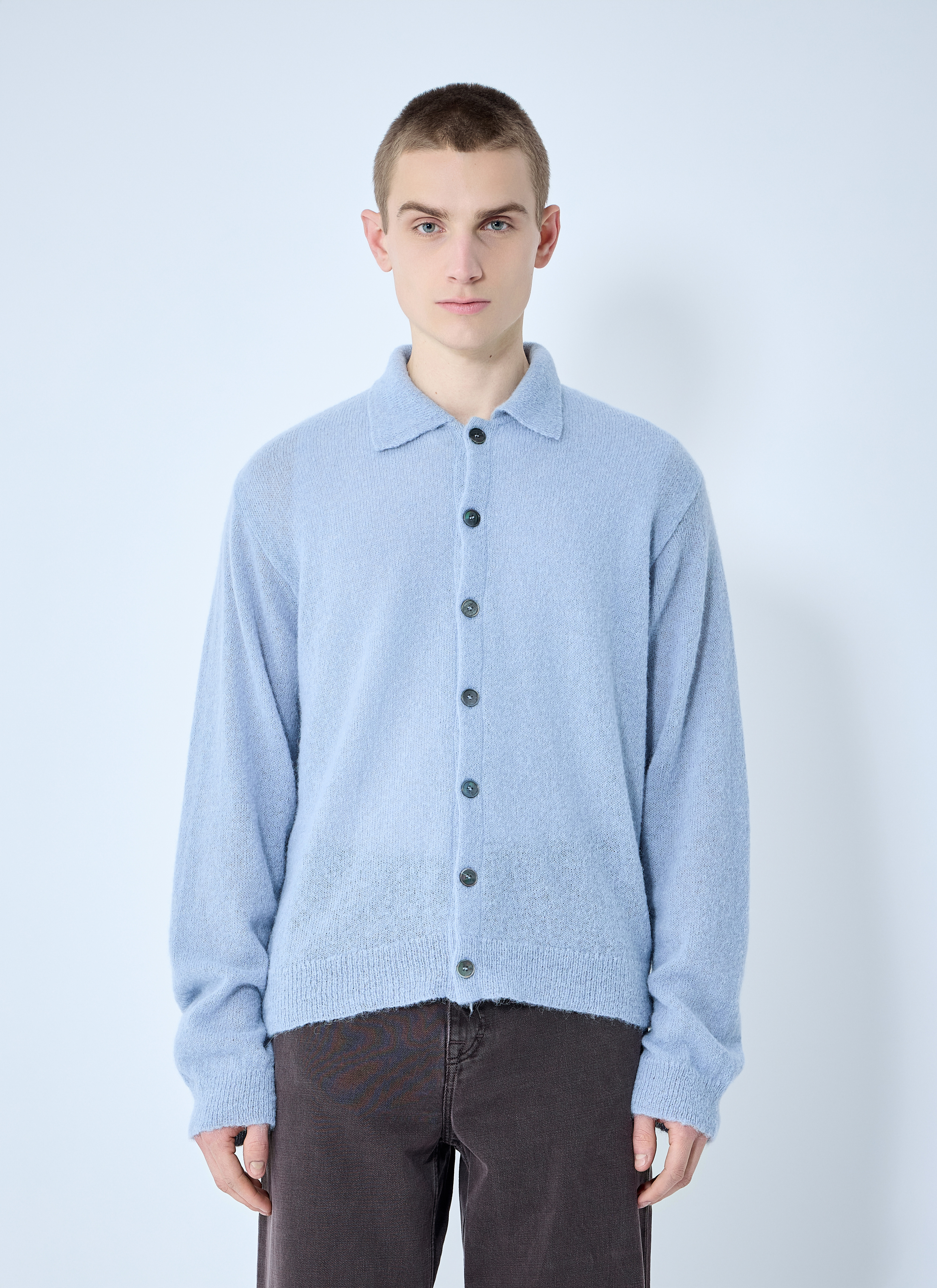 Our Legacy Men's' Evening Polo Cardigan in Blue | LN-CC® Our Legacy Men's' Evening Polo Cardigan in Blue | LN-CC®