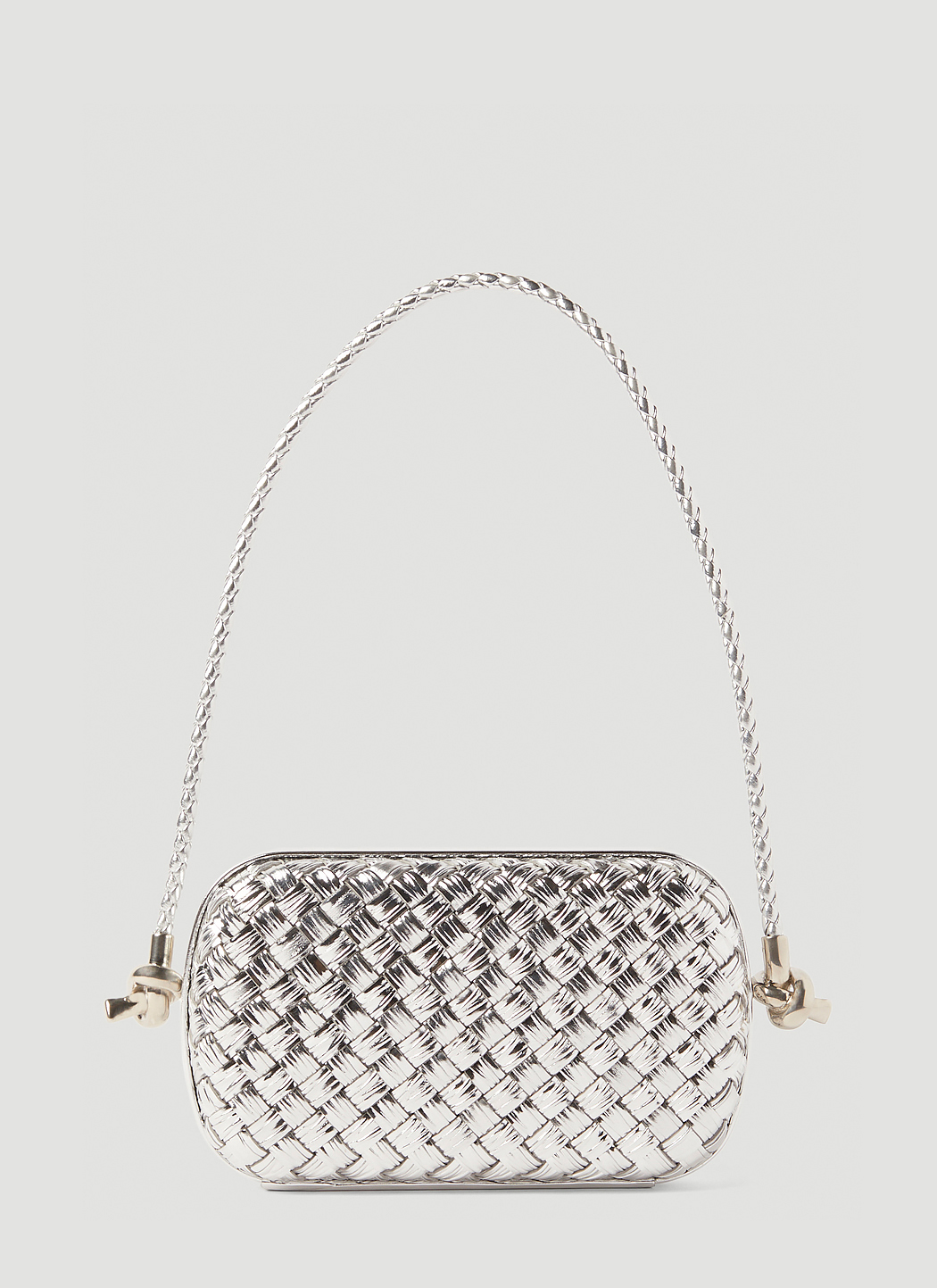 Bottega Veneta Knot Minaudiere Shoulder Bag in Silver